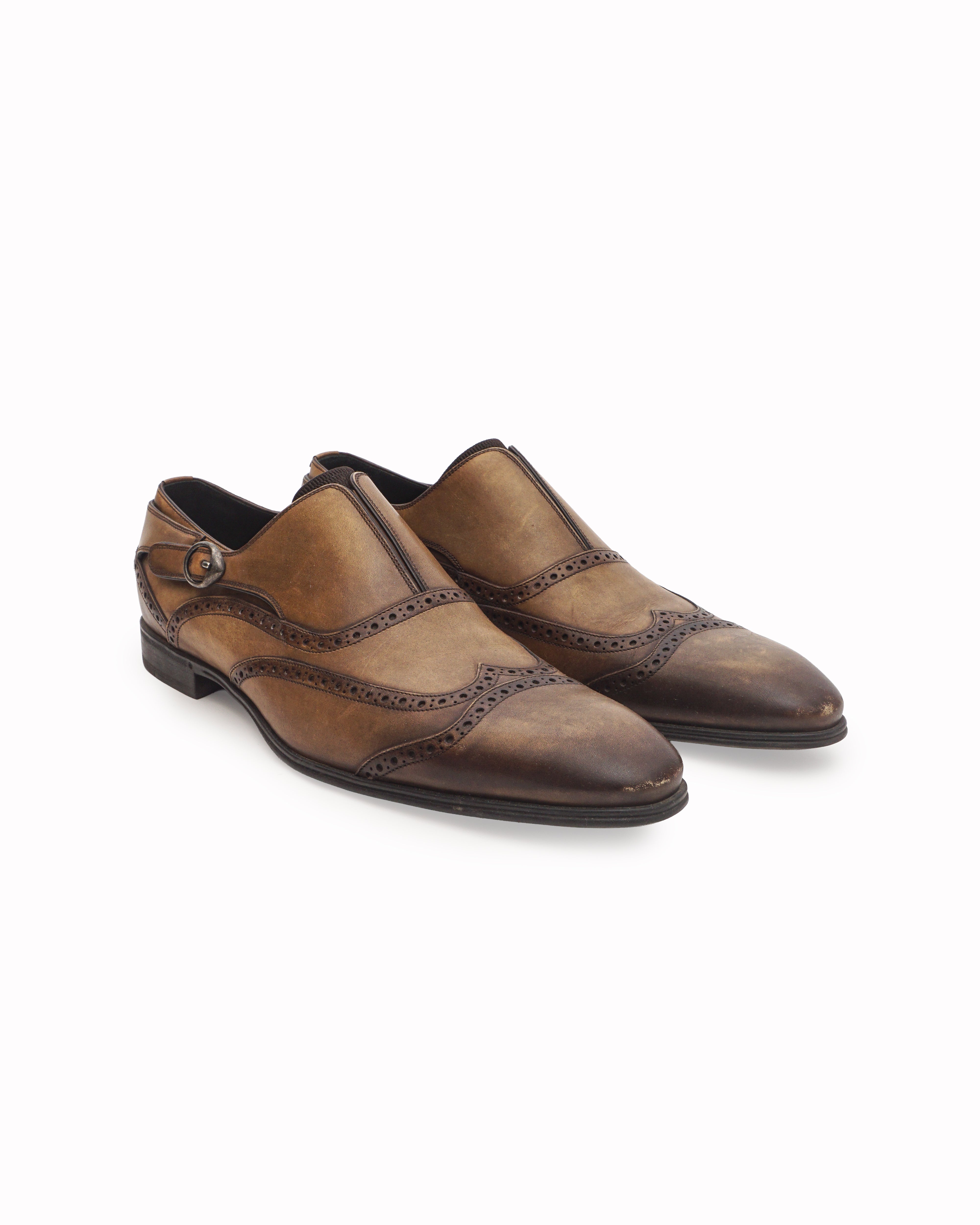 Vintage Dolce & Gabbana Men's Cognac Leather Brogue Shoes