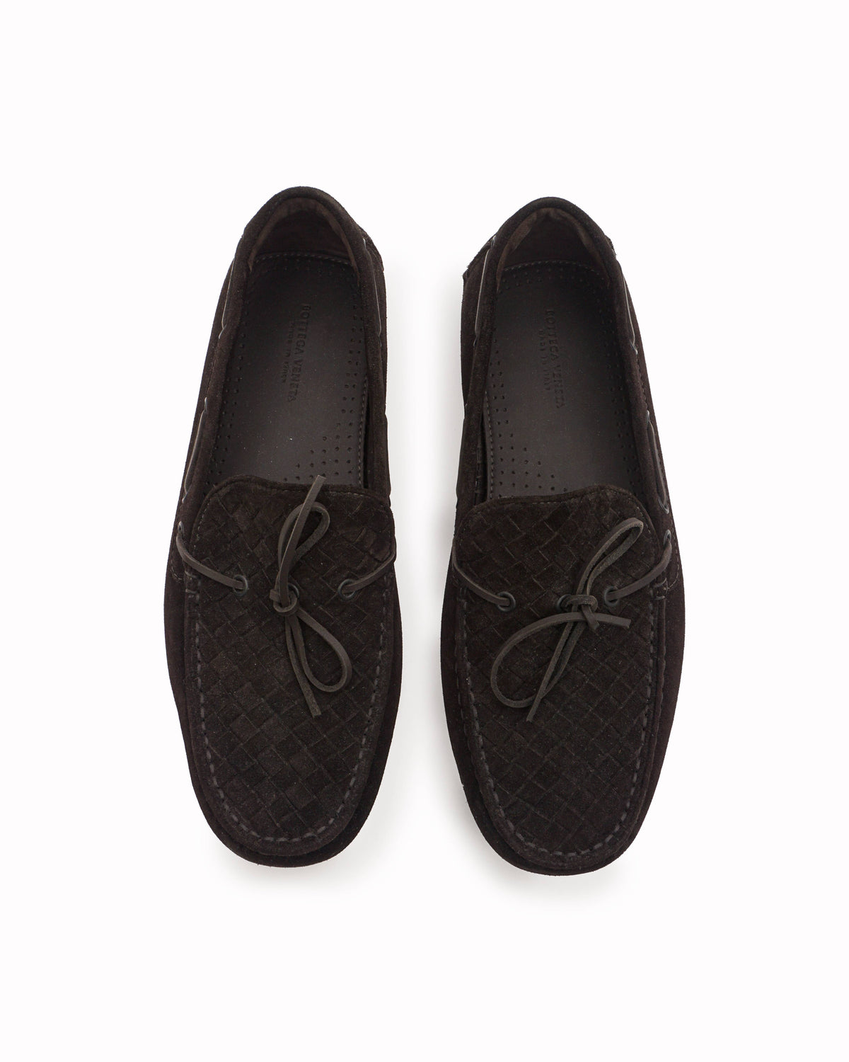 Bottega Veneta Dark Brown Intrecciato Suede Loafers