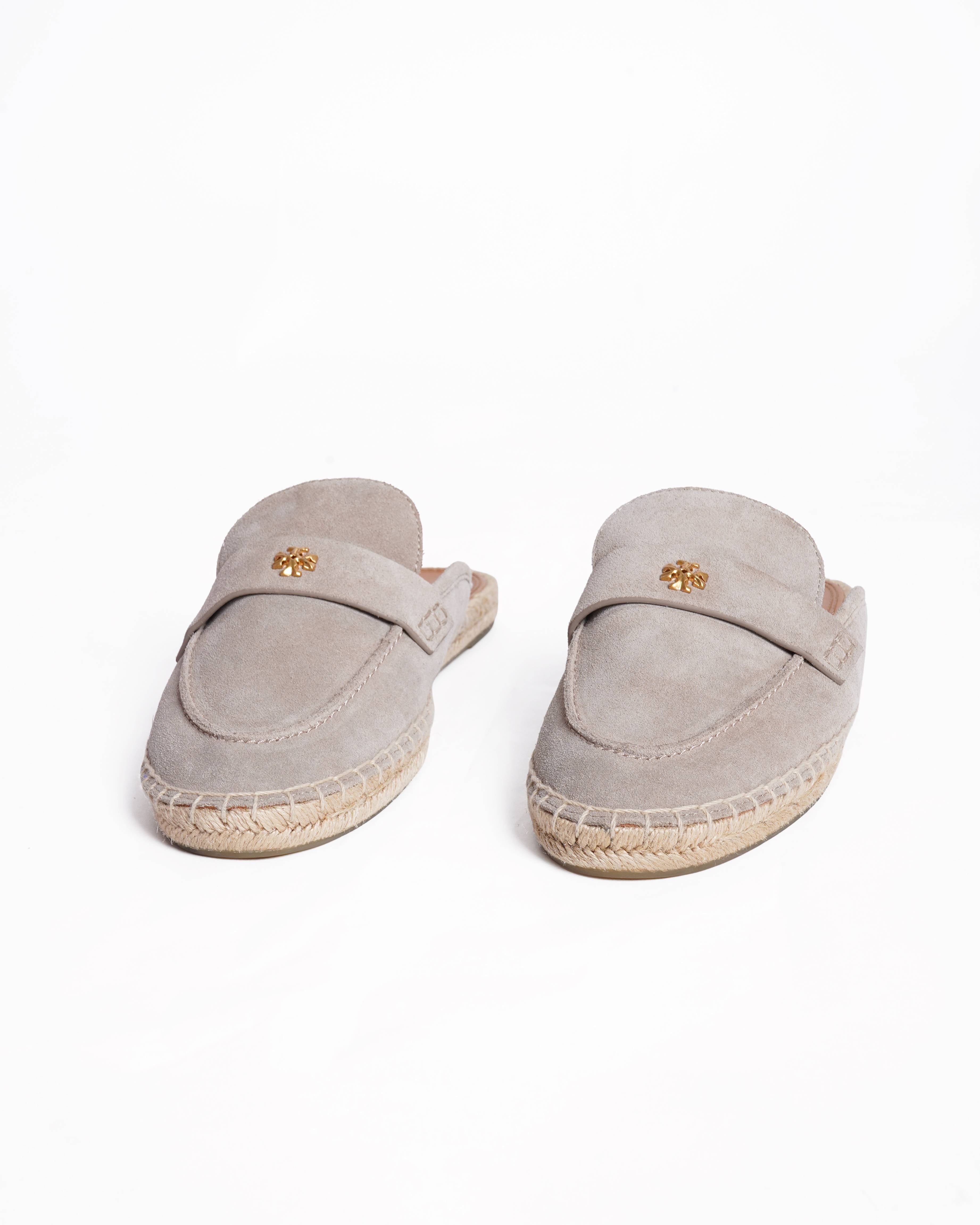 Tory Burch Grey Suede Espadrille Slides