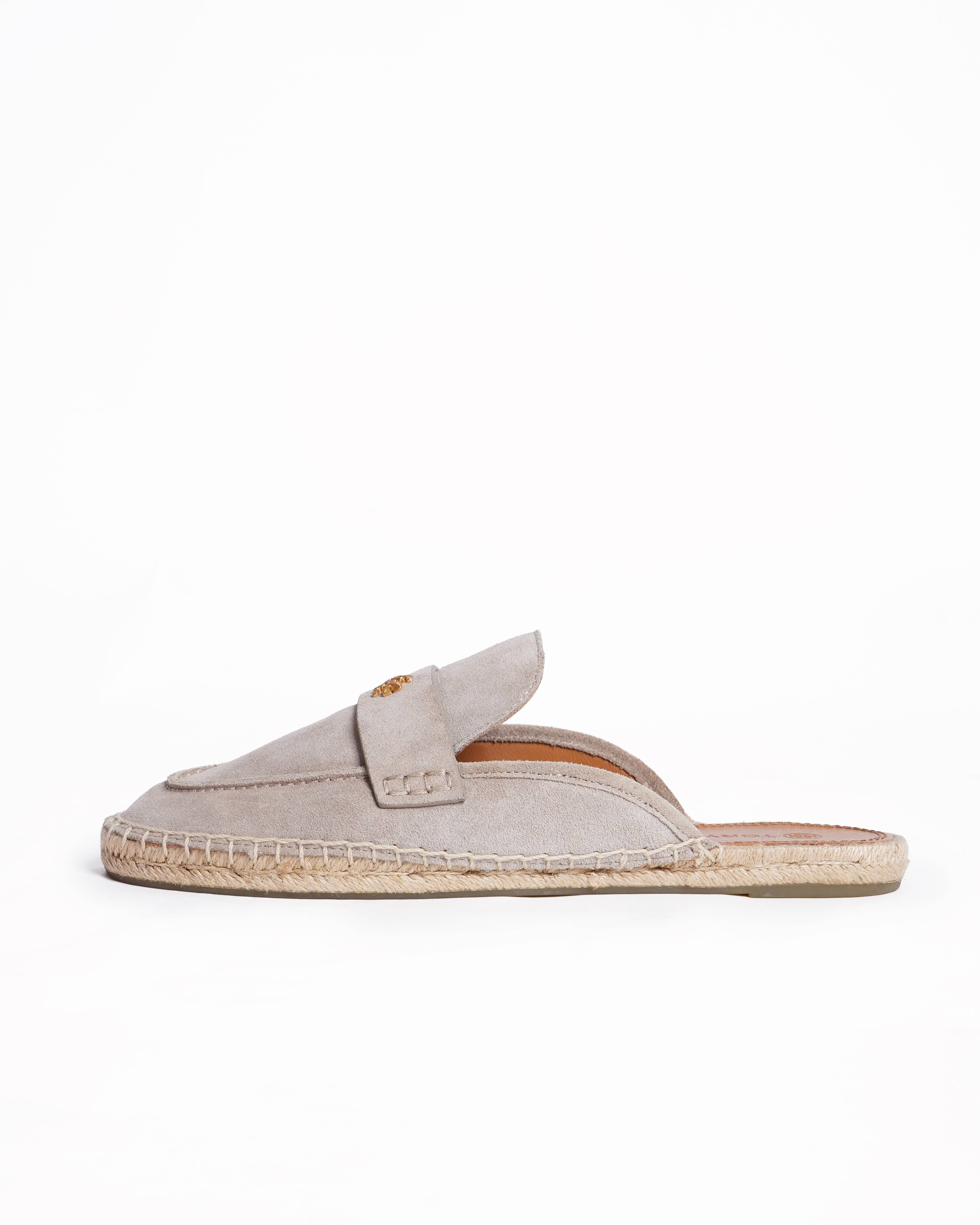 Tory Burch Grey Suede Espadrille Slides