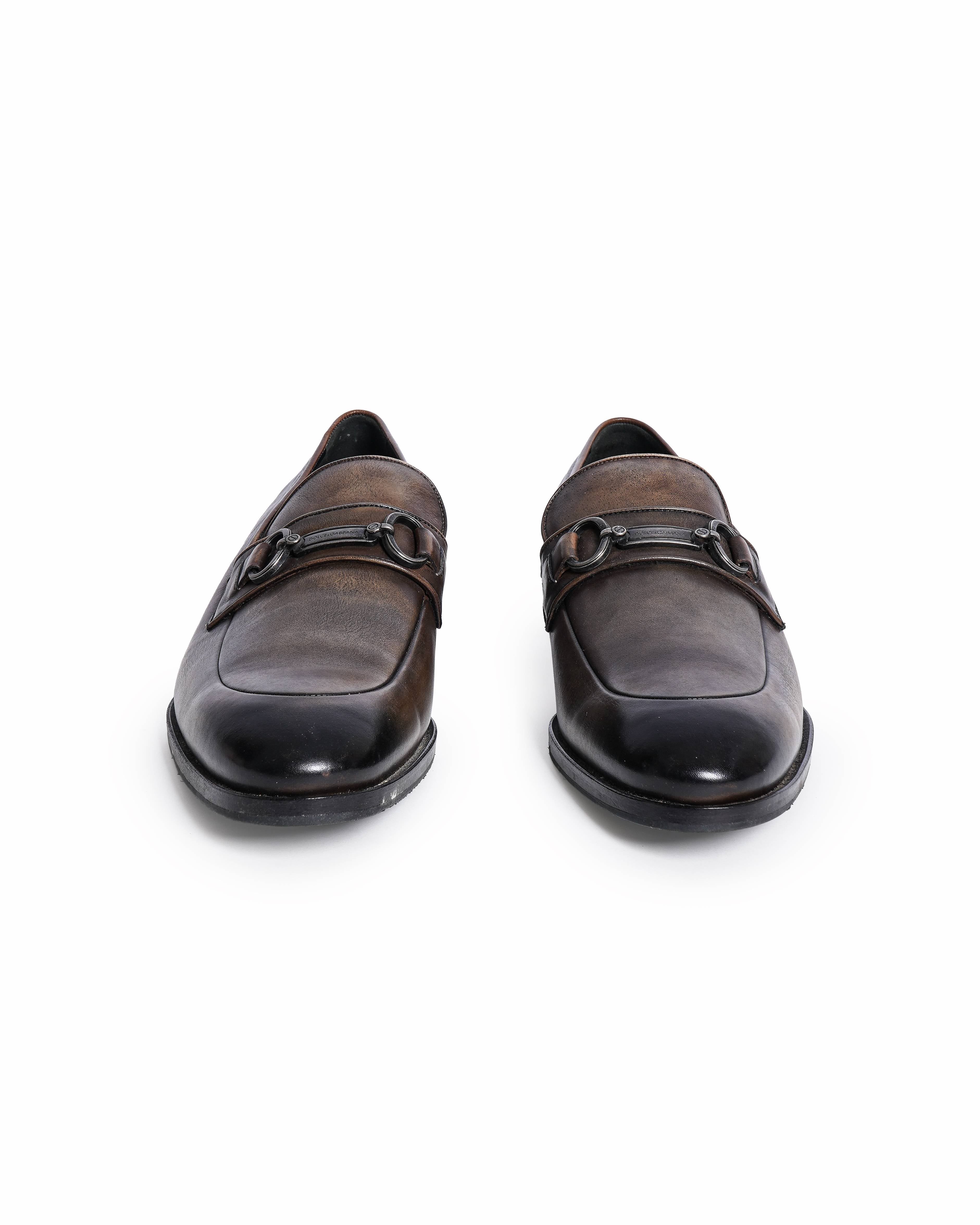Dolce & Gabbana Men’s Patina Leather Bit Loafers