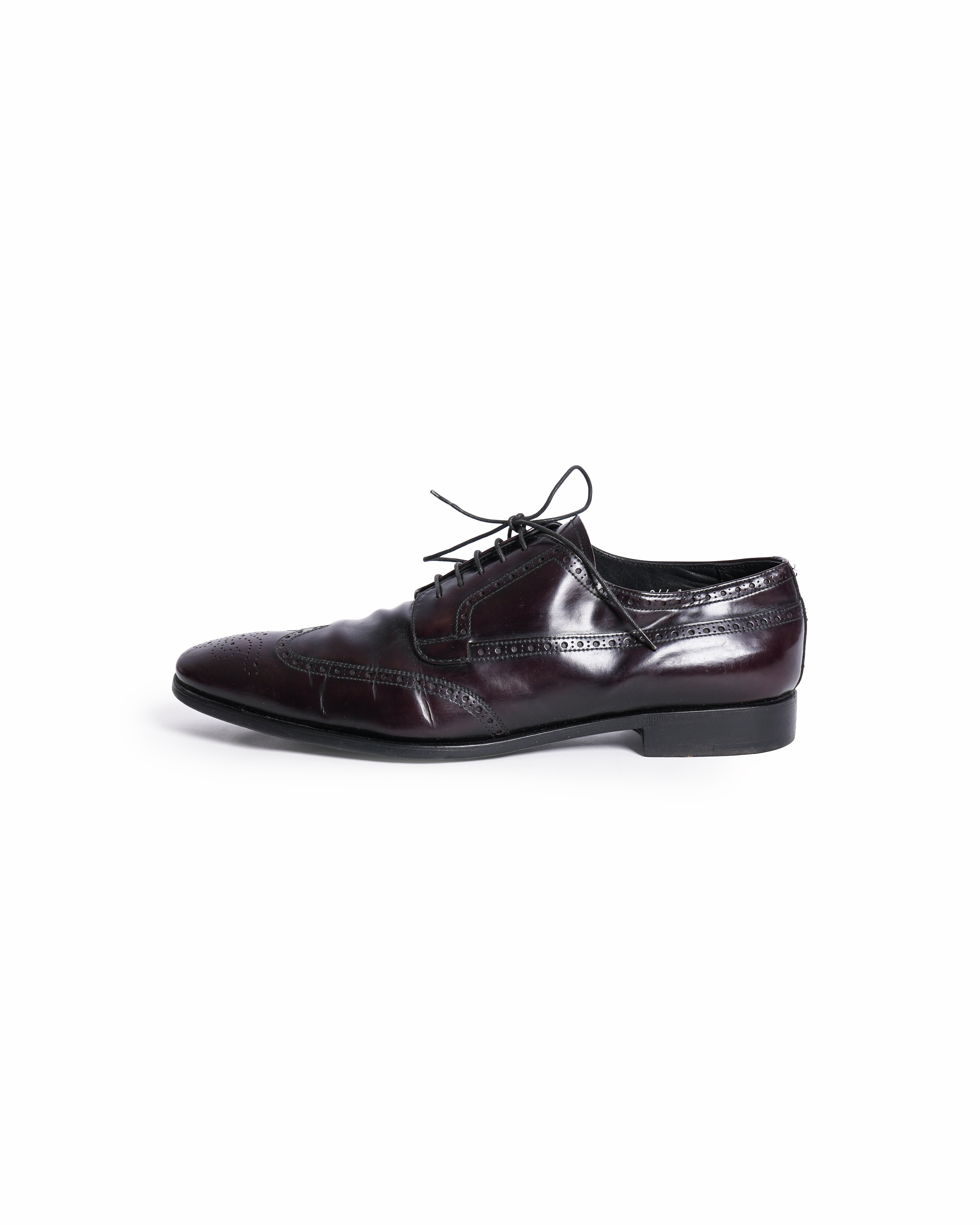 Prada Leather Dark Brown Wingtip Shoes