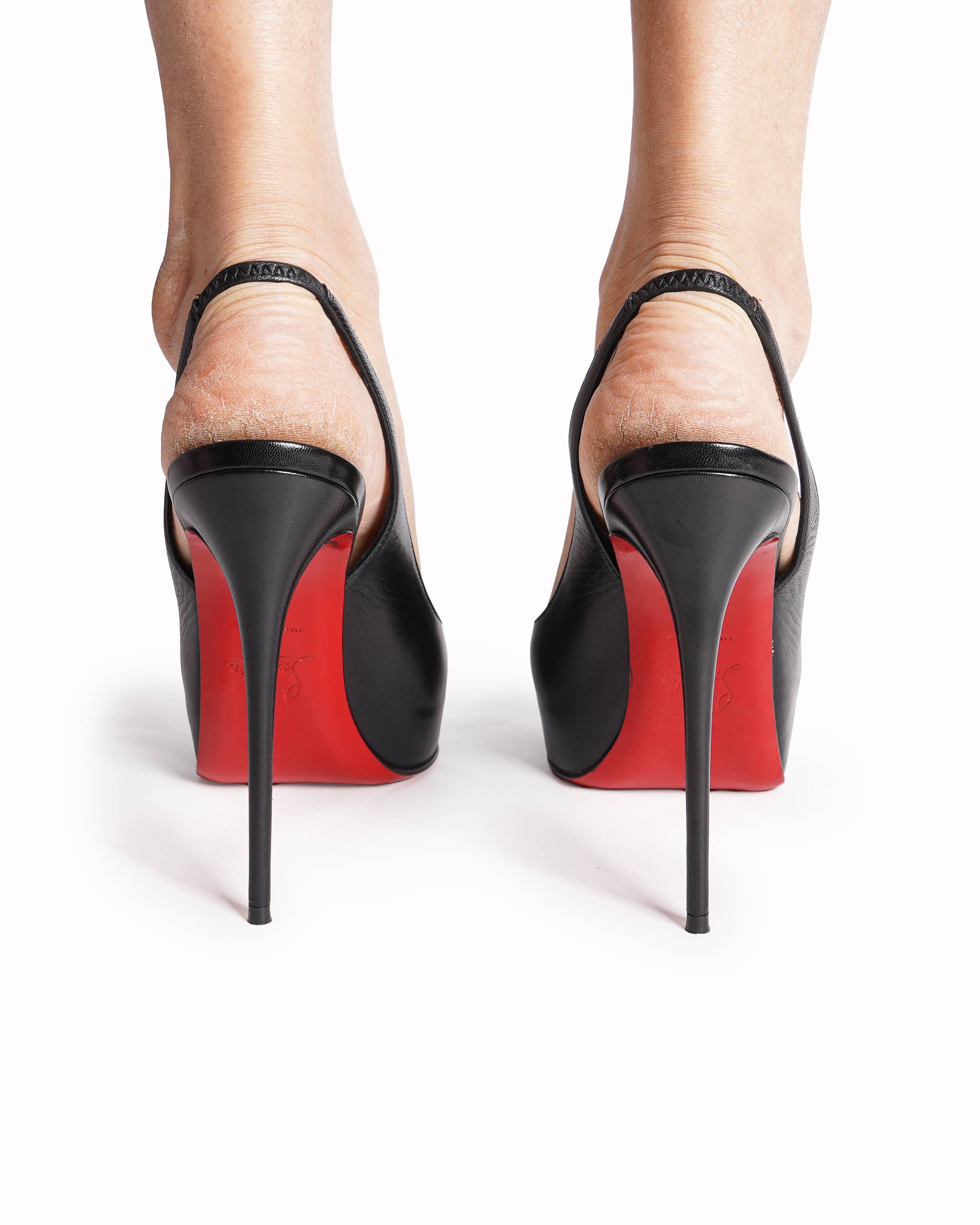 Christian Louboutin Peep Toe Pumps In Black