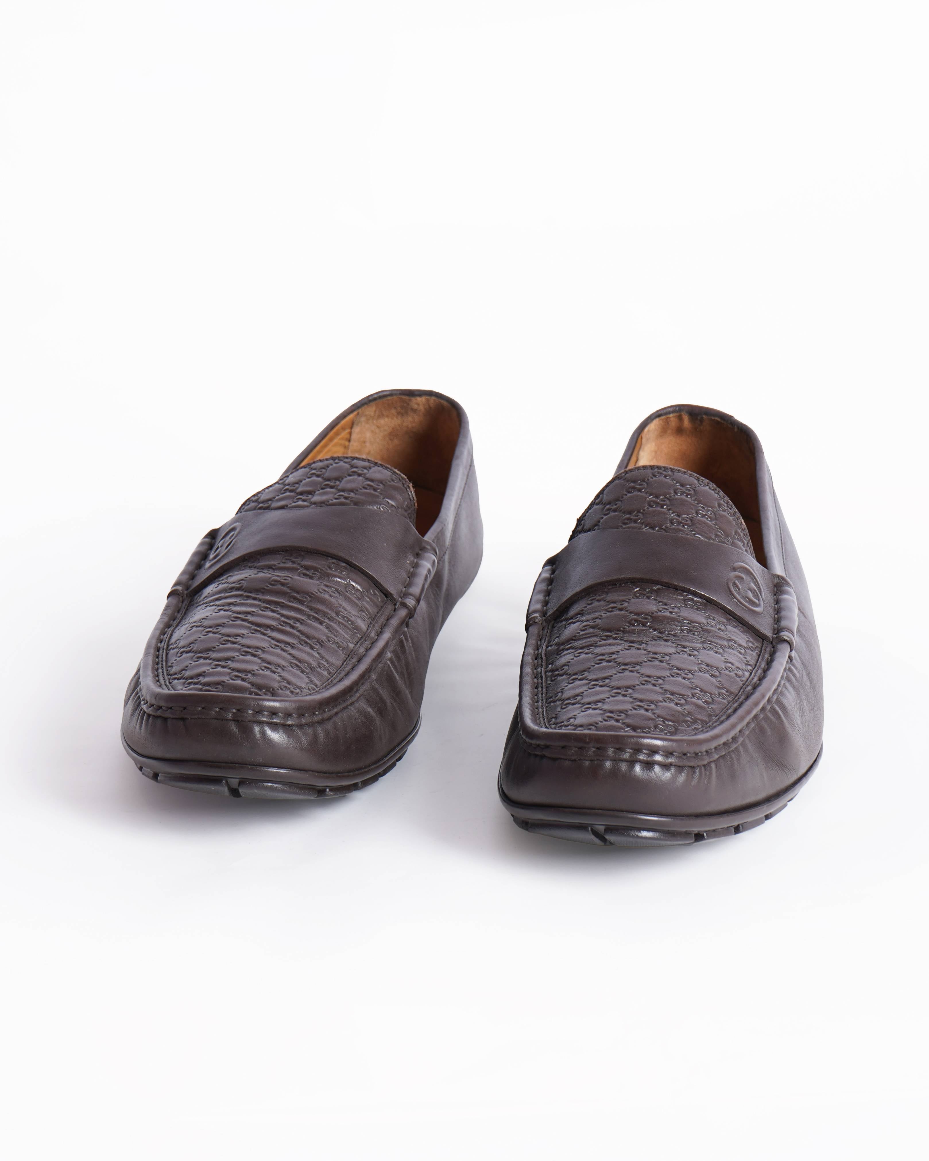 Gucci Brown leather guccissima loafers