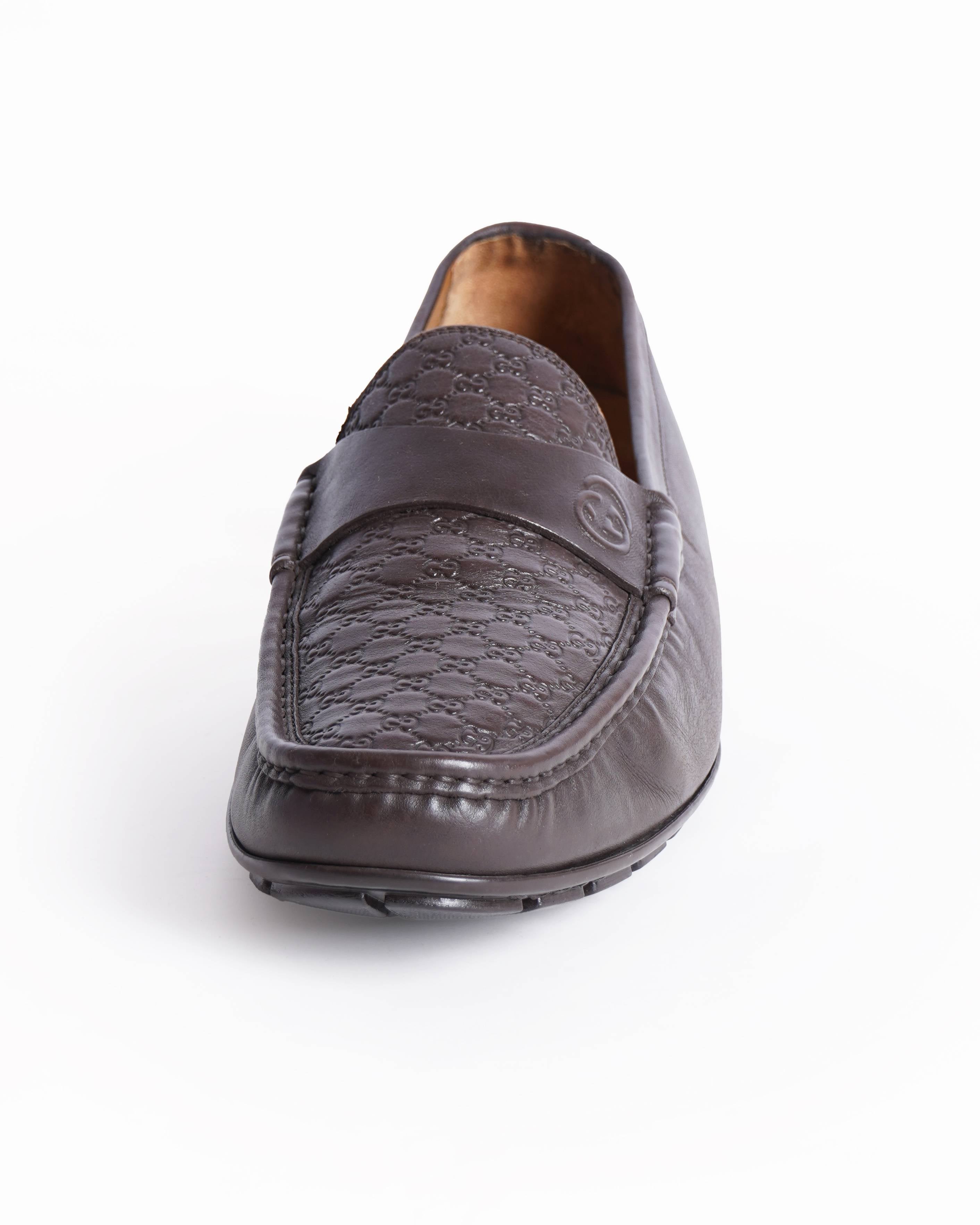 Gucci Brown leather guccissima loafers