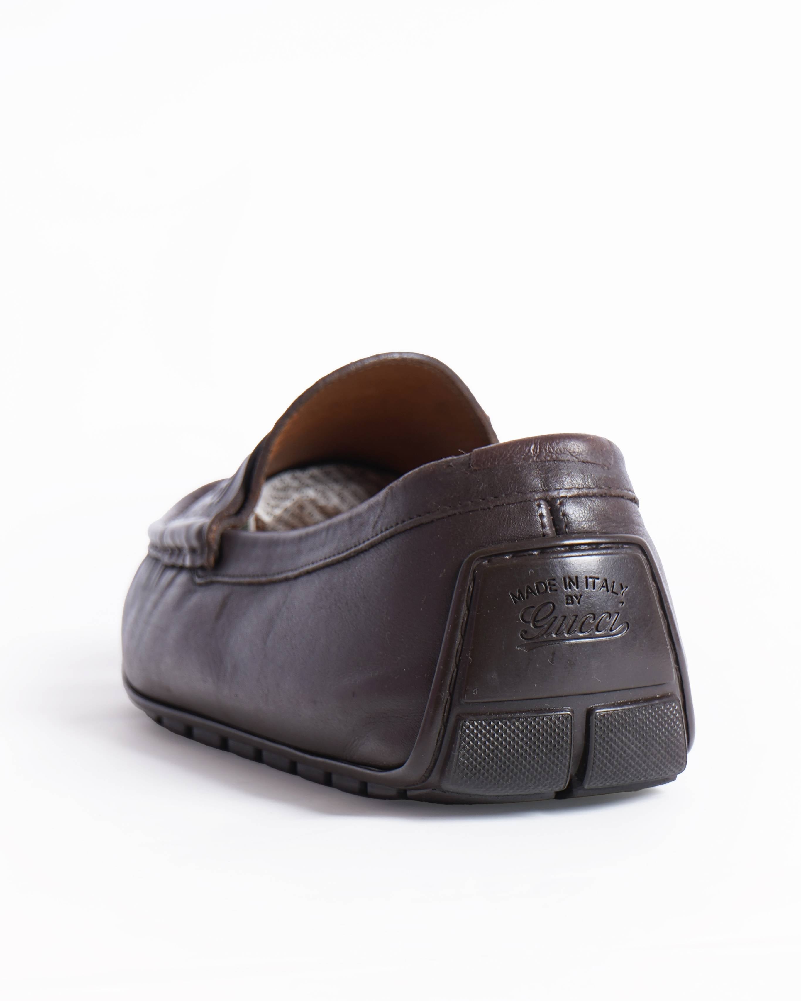 Gucci Brown leather guccissima loafers