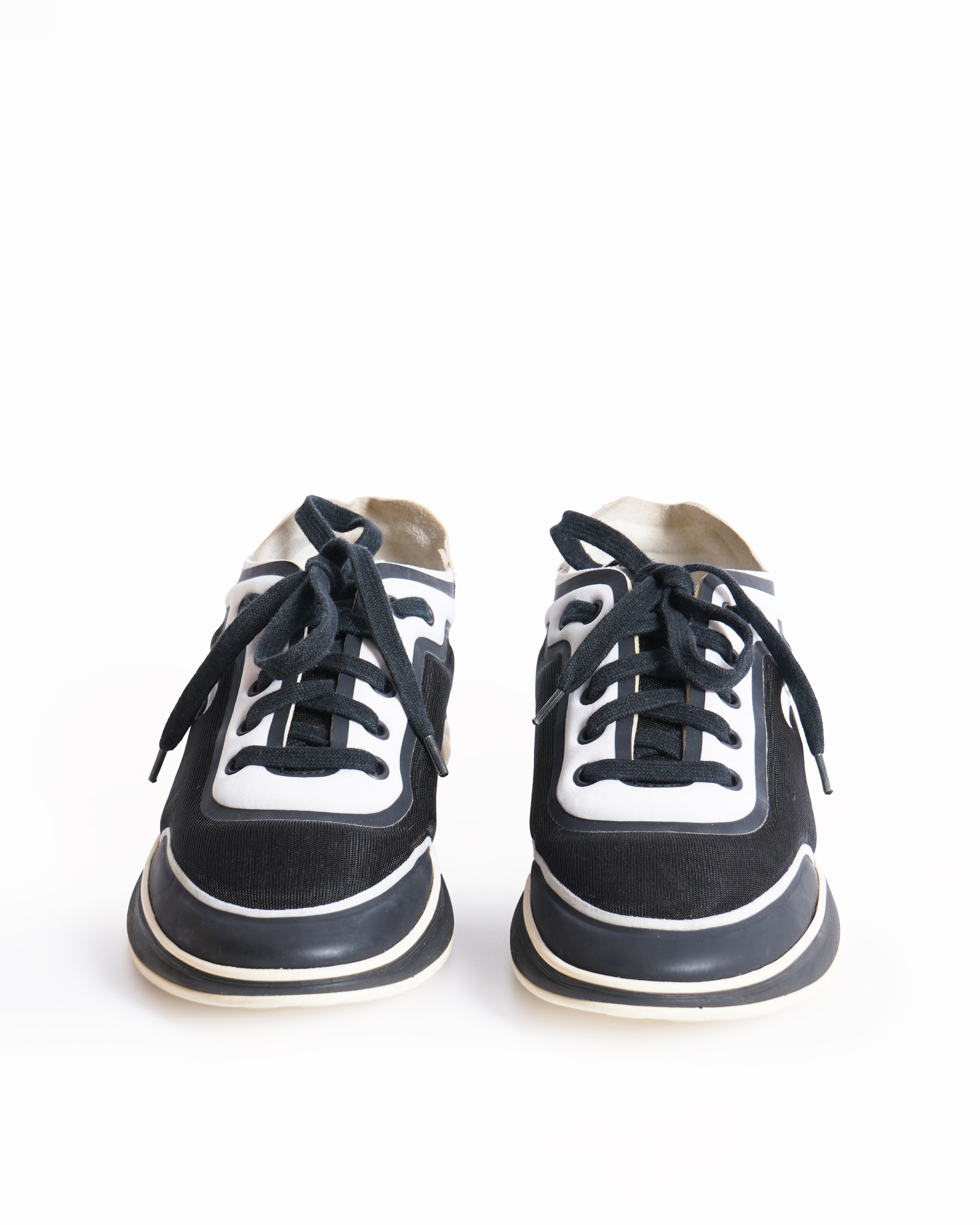 Chanel black and white low top sneakers