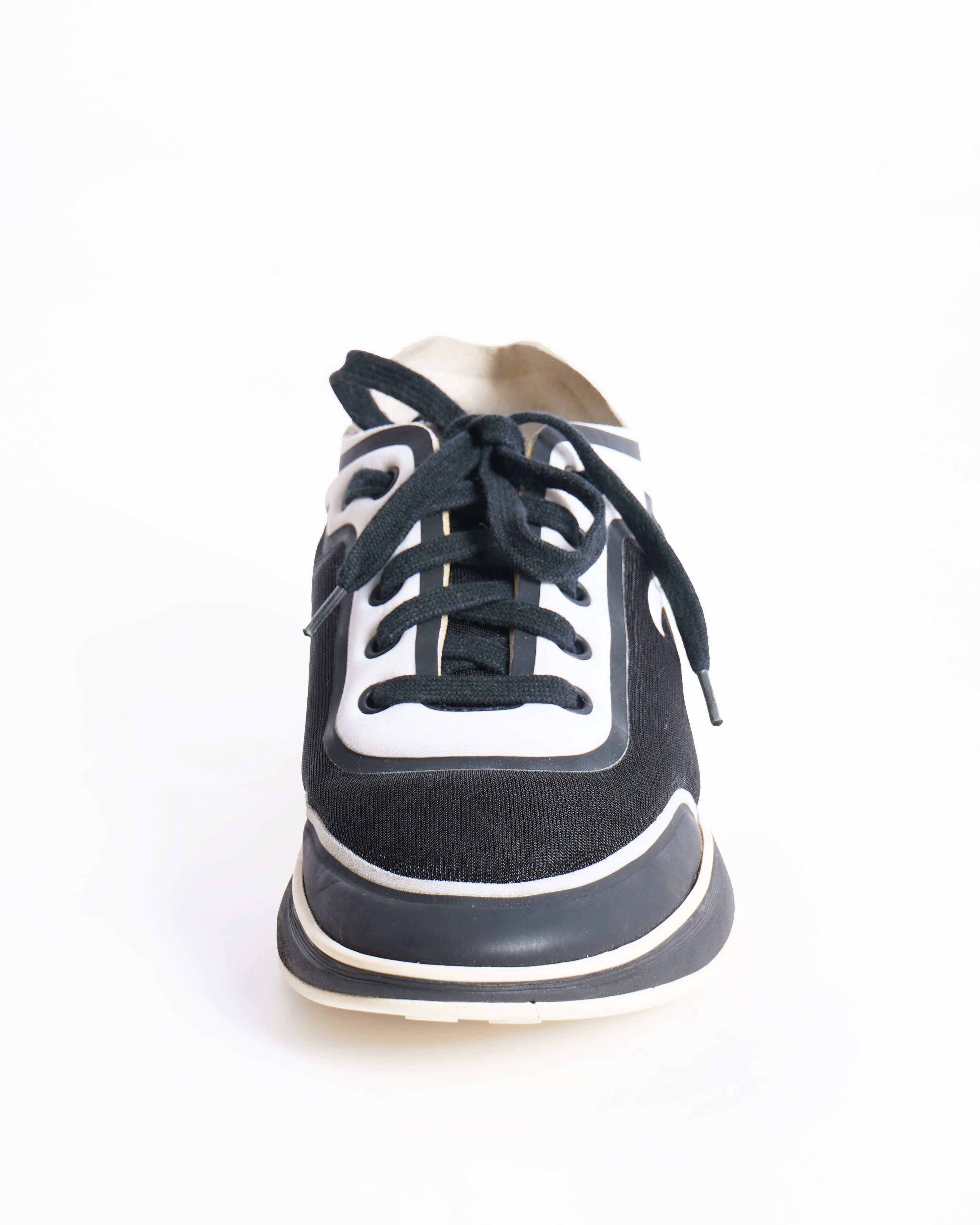 Chanel black and white low top sneakers