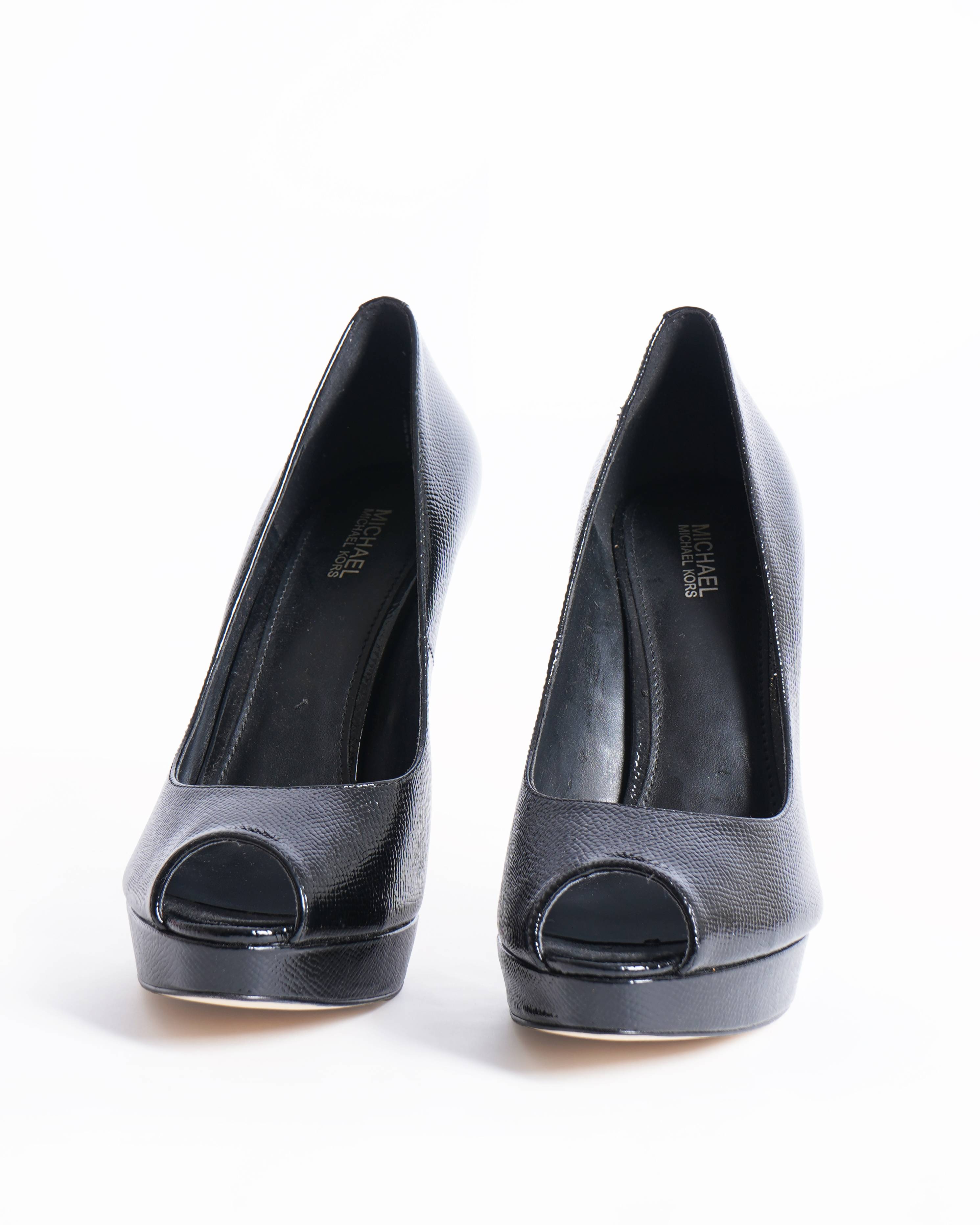 New Michael Kors Peep Toe Heels In Black