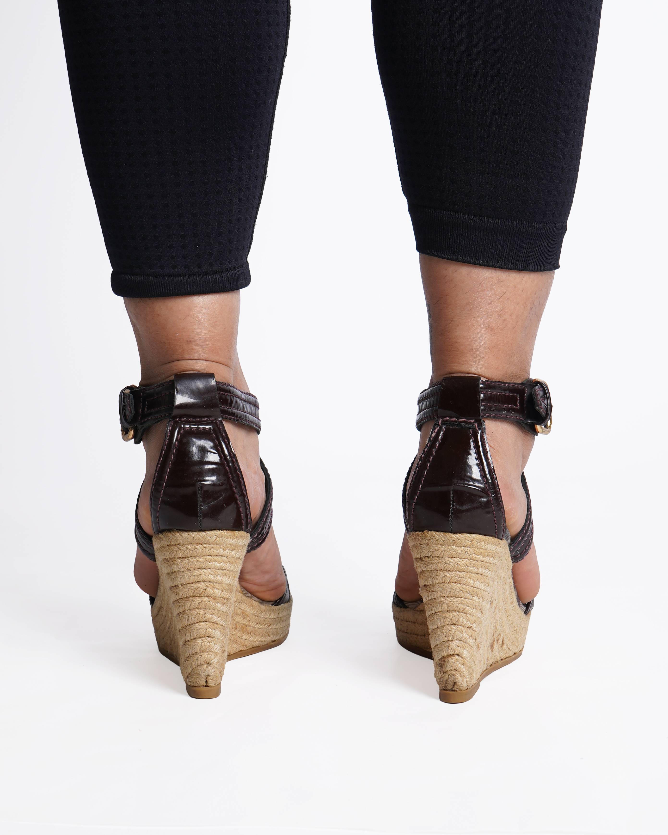 Burberry Checked Canvas-Jacquard Espadrille Wedge