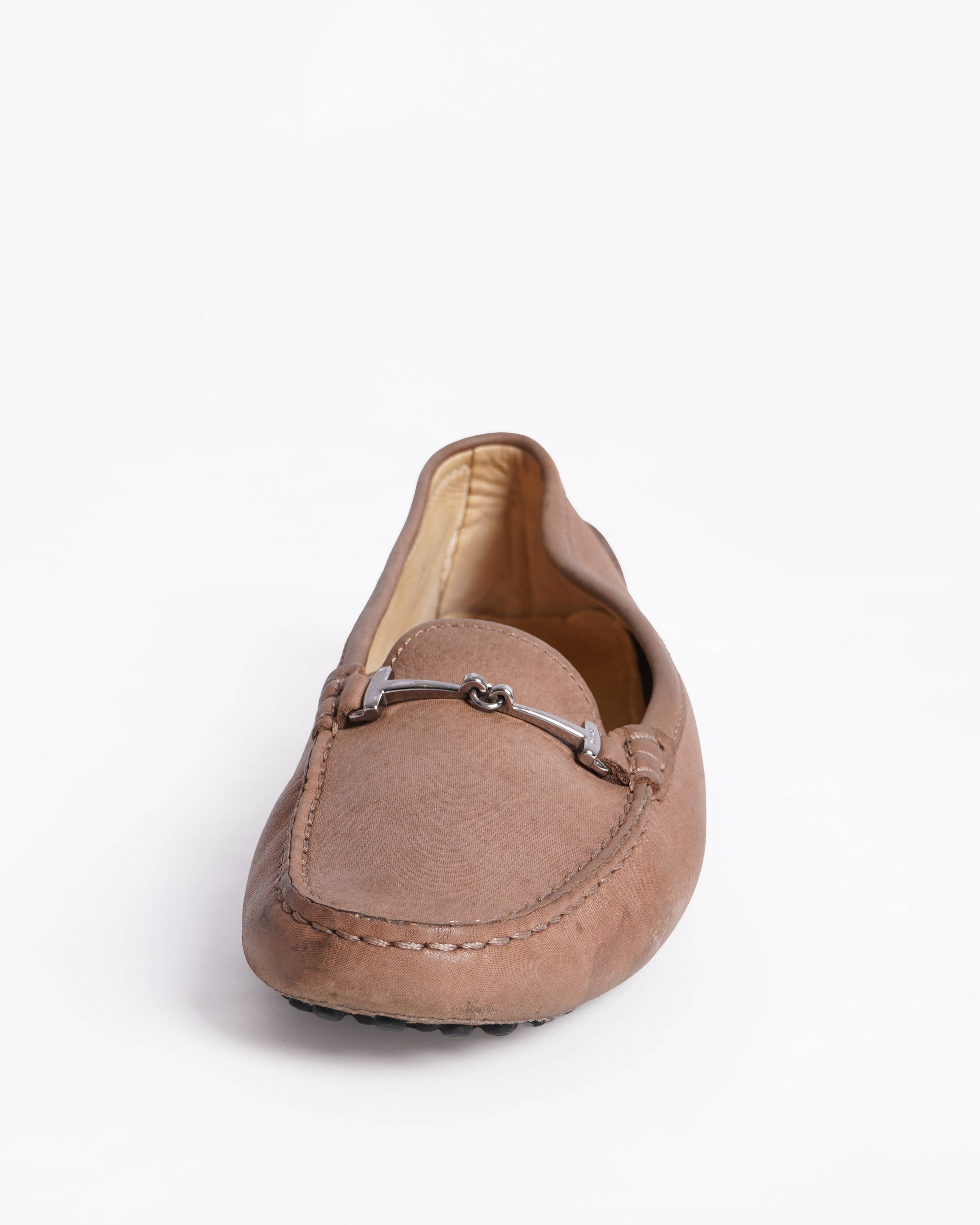 Tod's Tan Leather Buckle Slip On Loafers