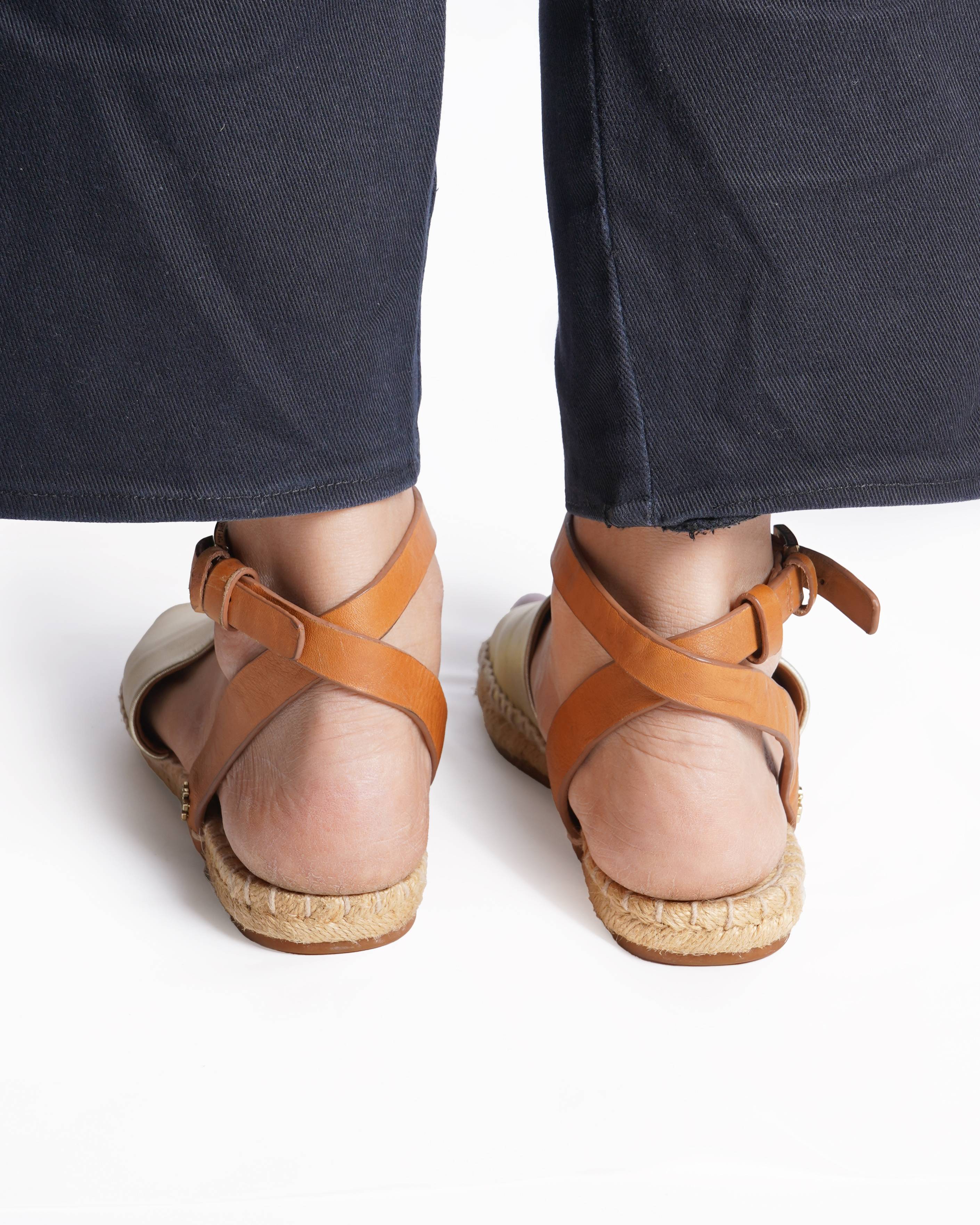 Tory burch metallic espadrille sandals