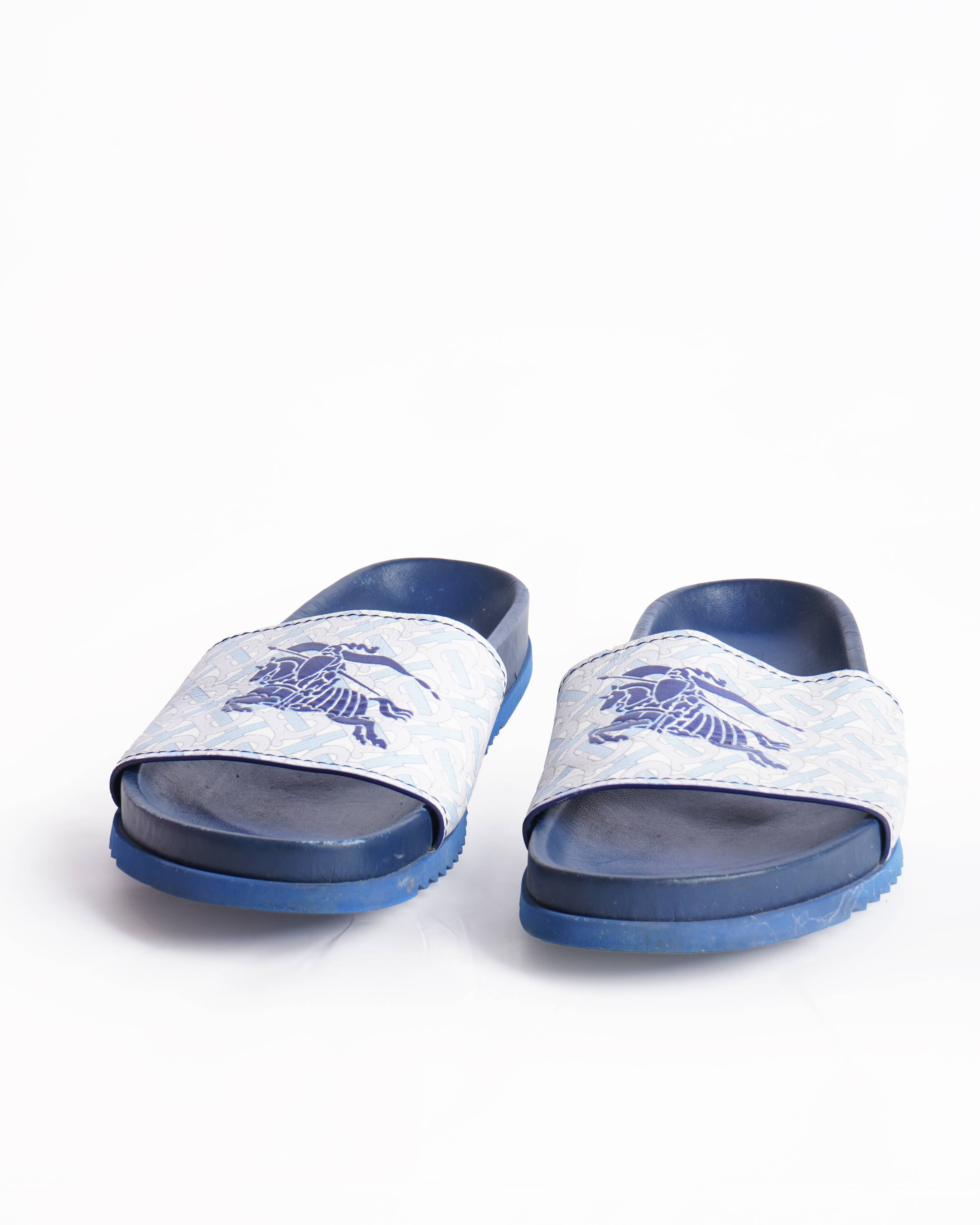 Burberry blue EKD Monogram Slides