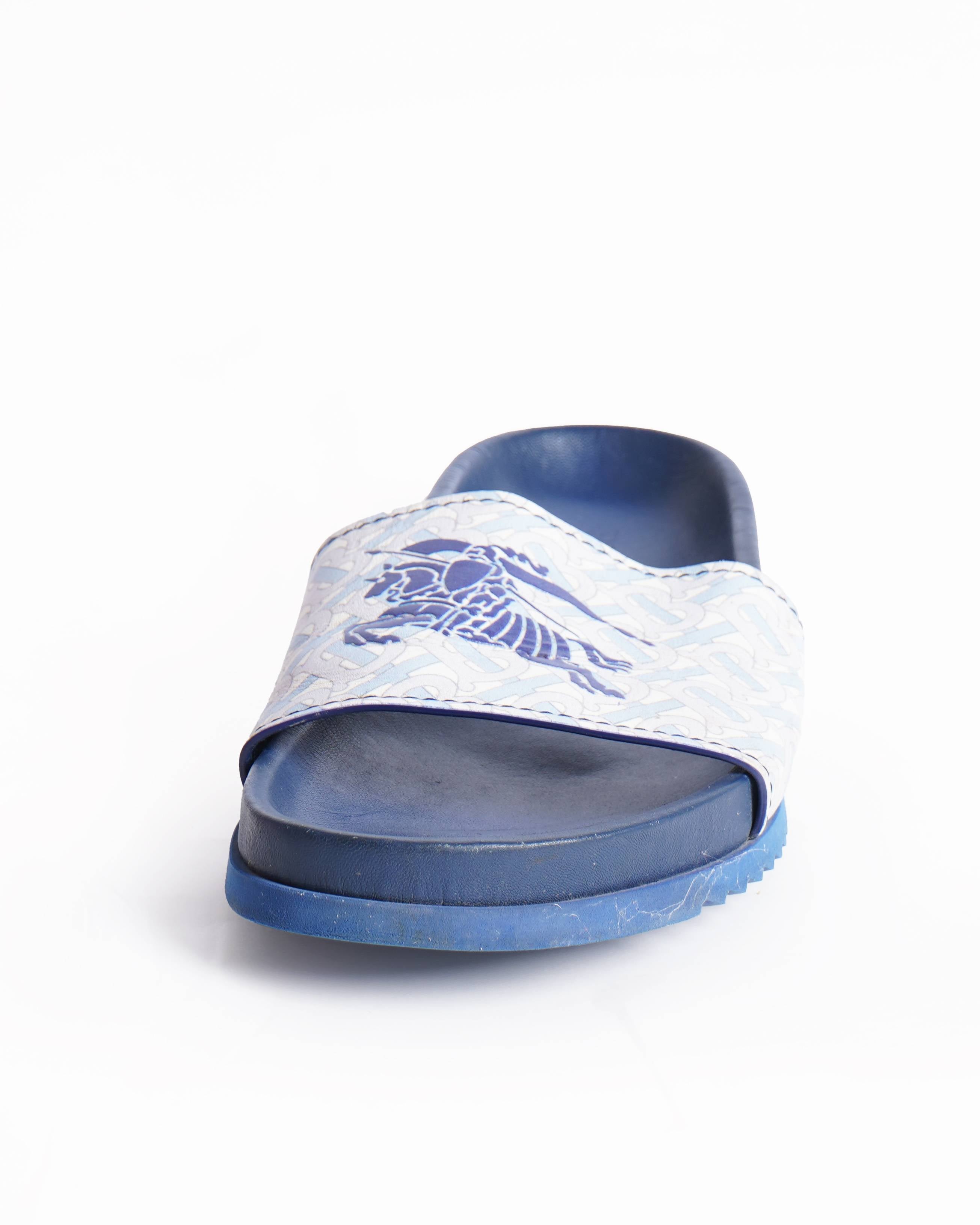 Burberry blue EKD Monogram Slides