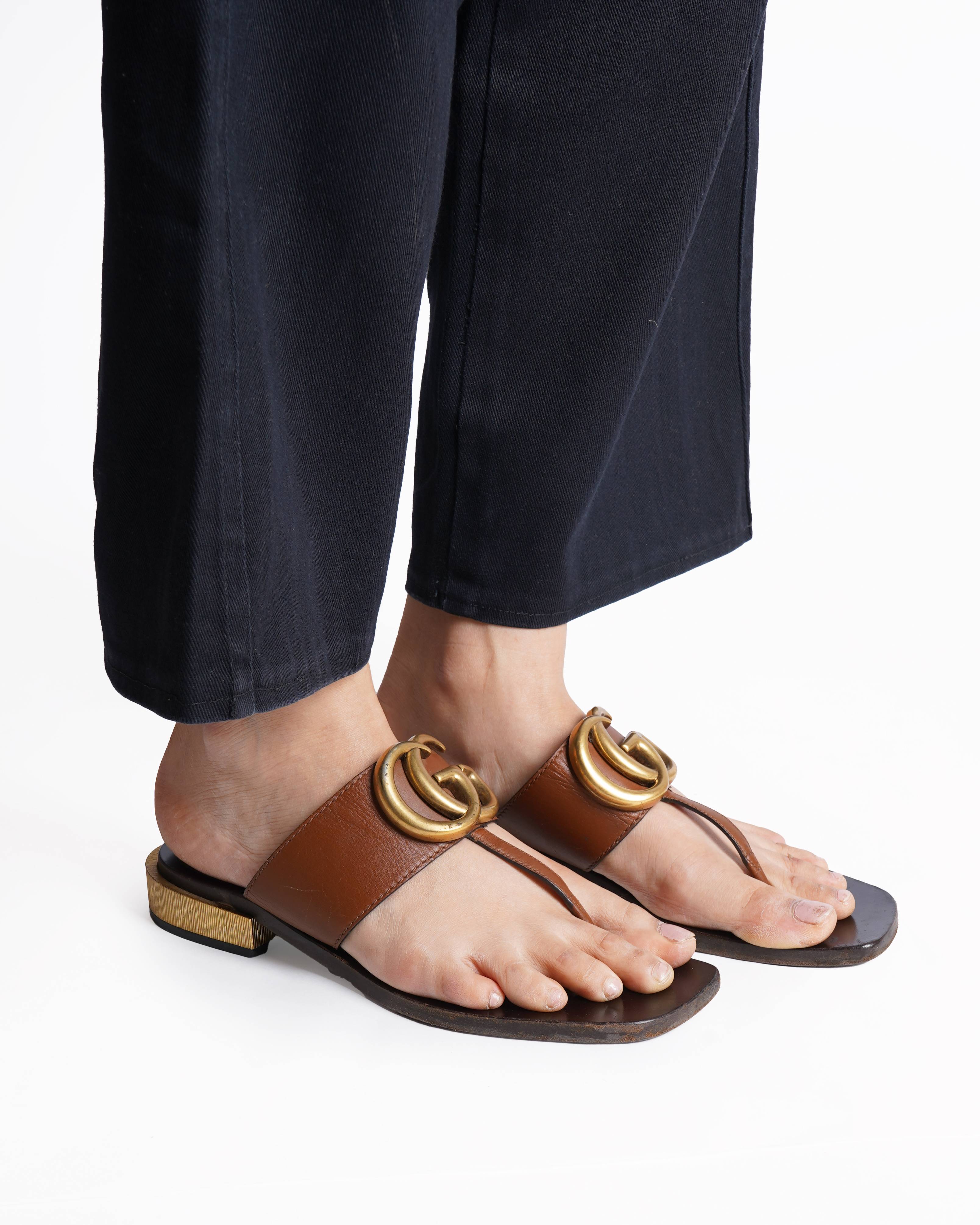 Gucci gg marmont rare almond sandals