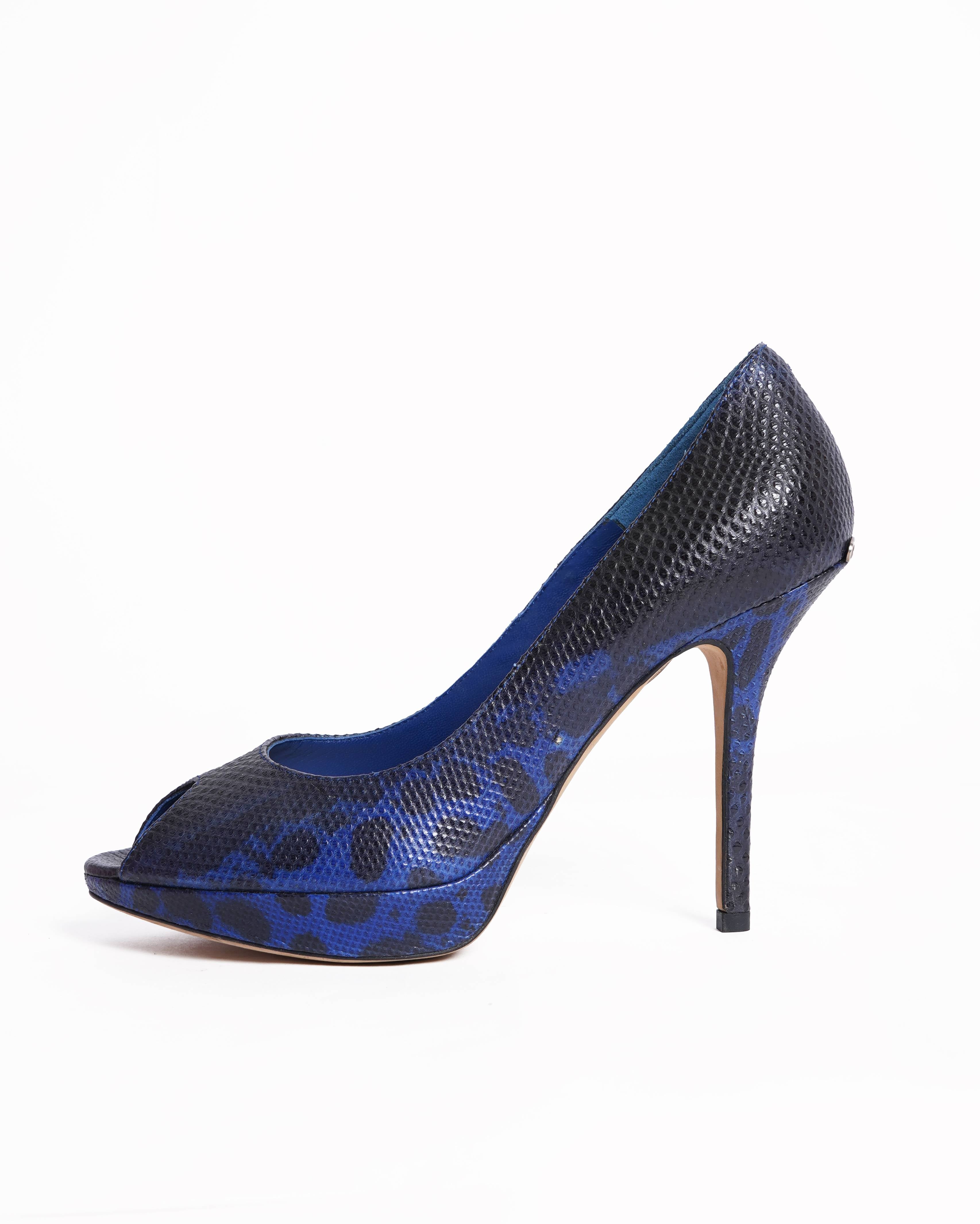 Christian Dior Python Leather Peep Toe Pumps