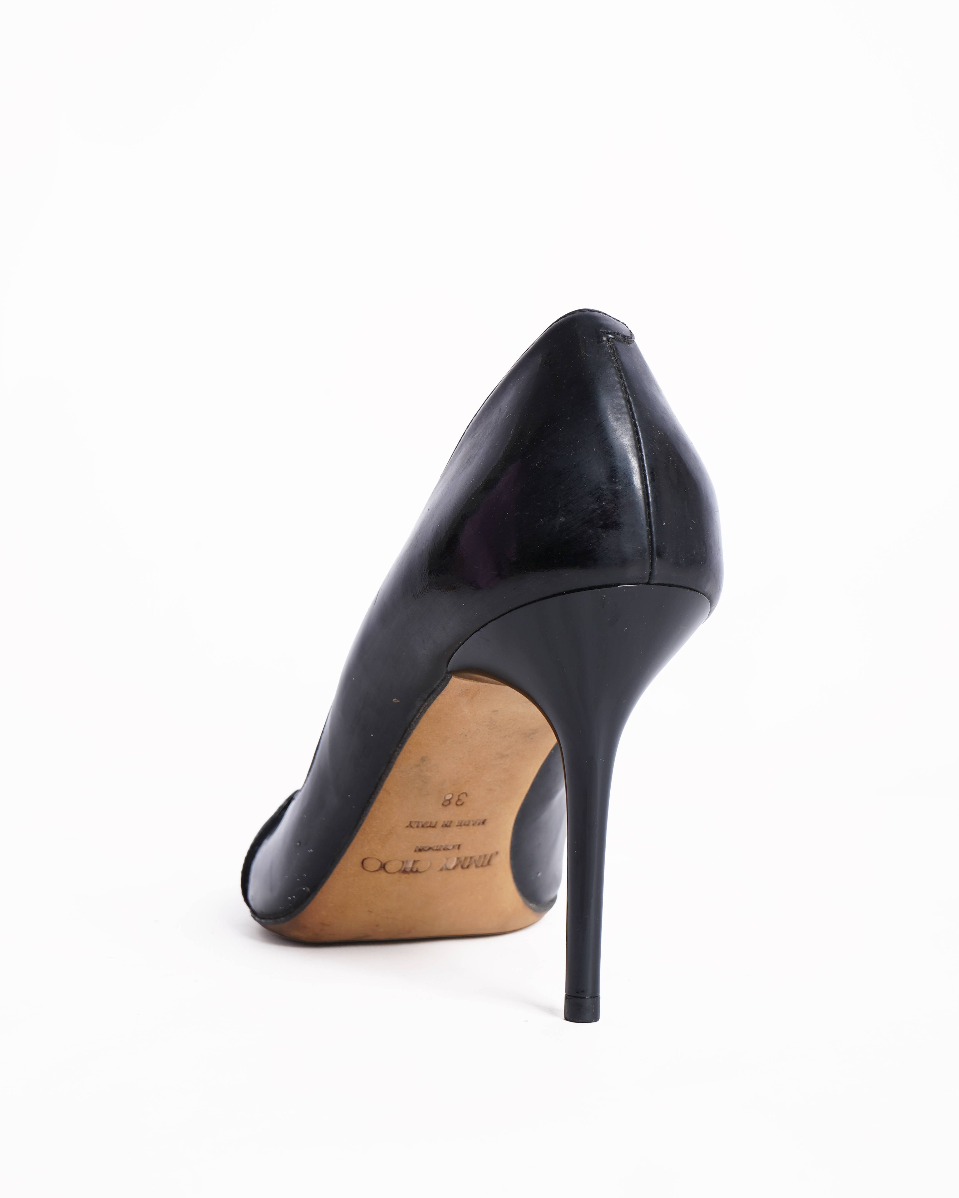 Jimmy Choo patent Leather Peep Toe Pumps In Black