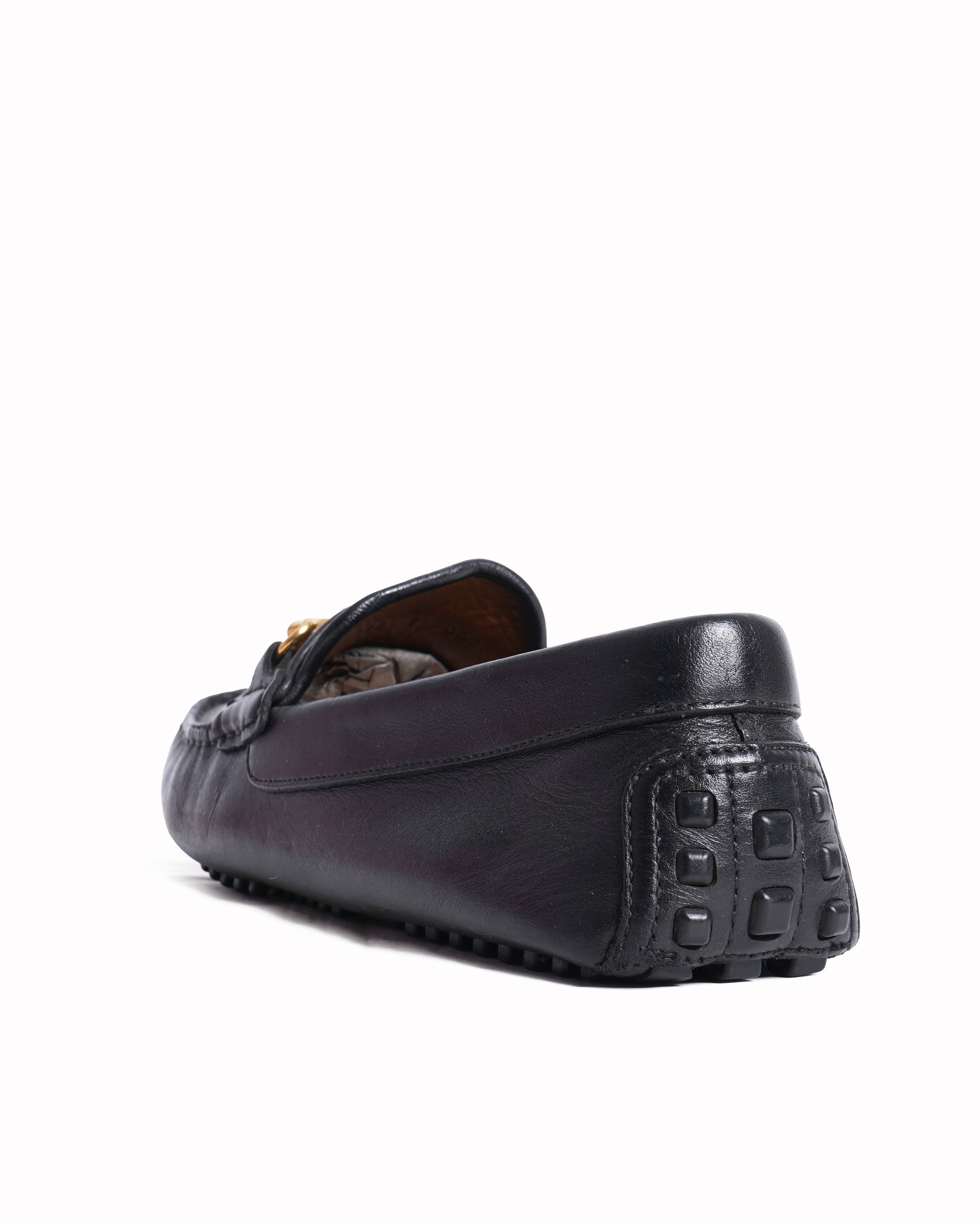 Gucci web horsebit black leather loafers