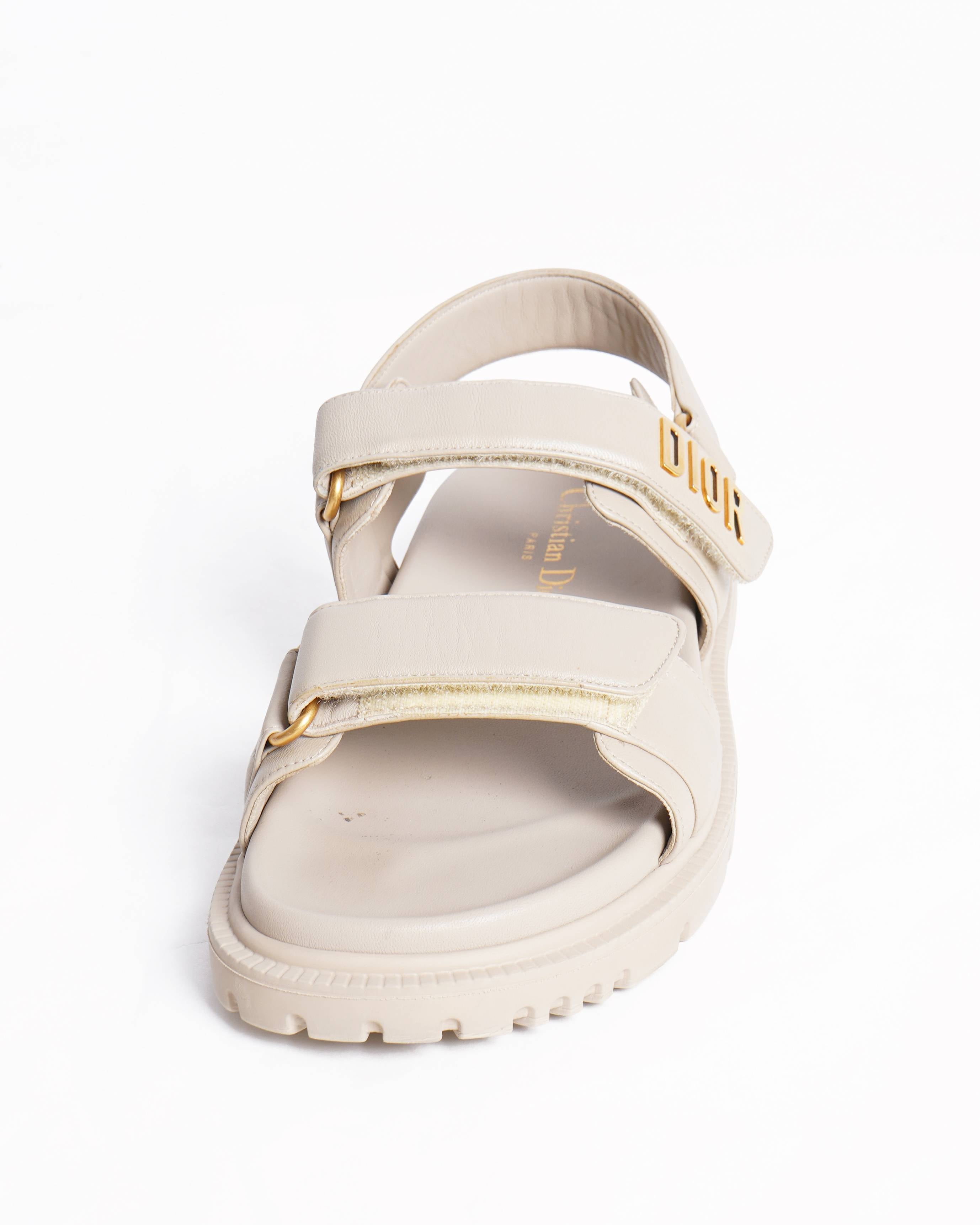 Christian Dior Leather Sandals In Beige Lambskin