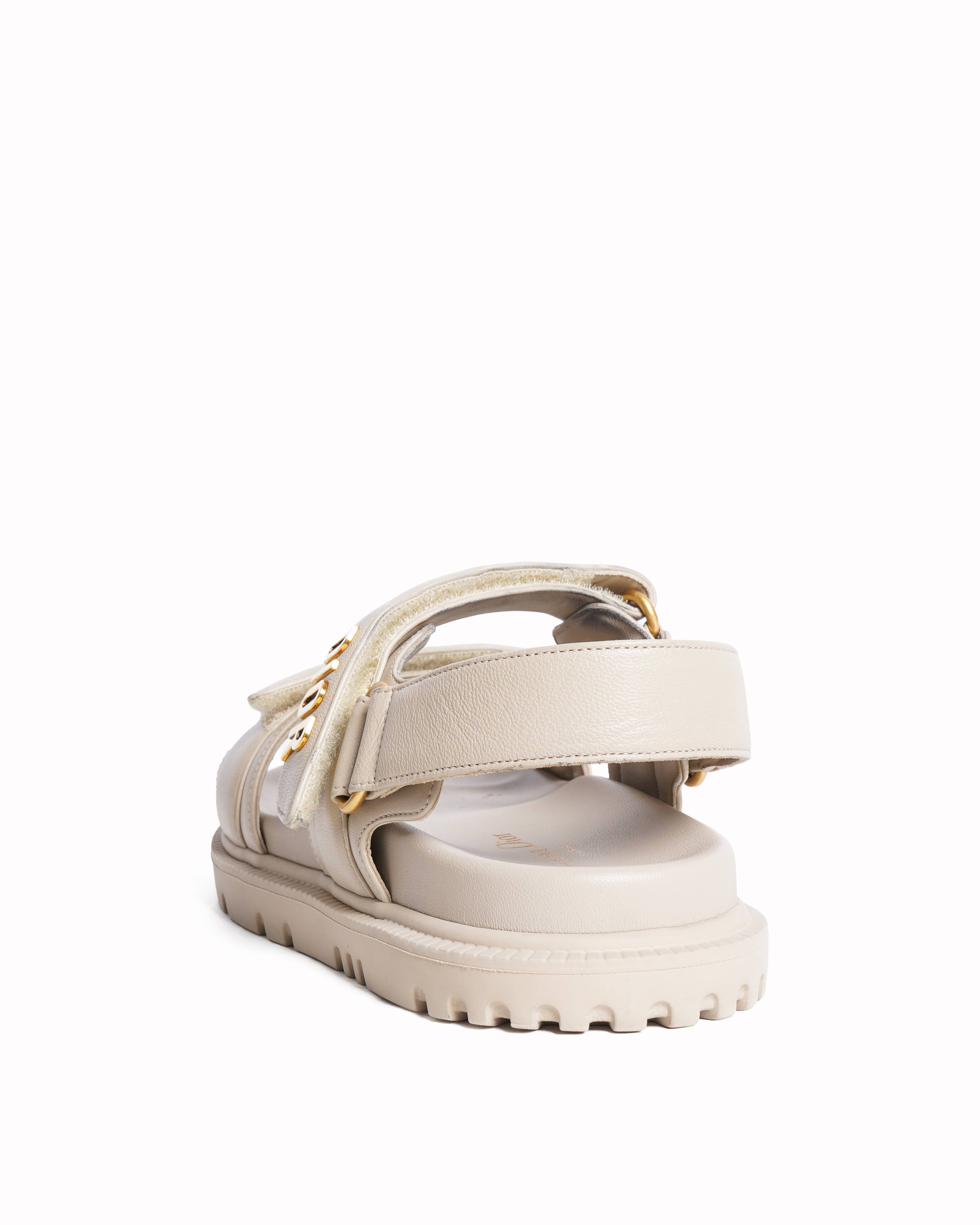 Christian Dior Leather Sandals In Beige Lambskin
