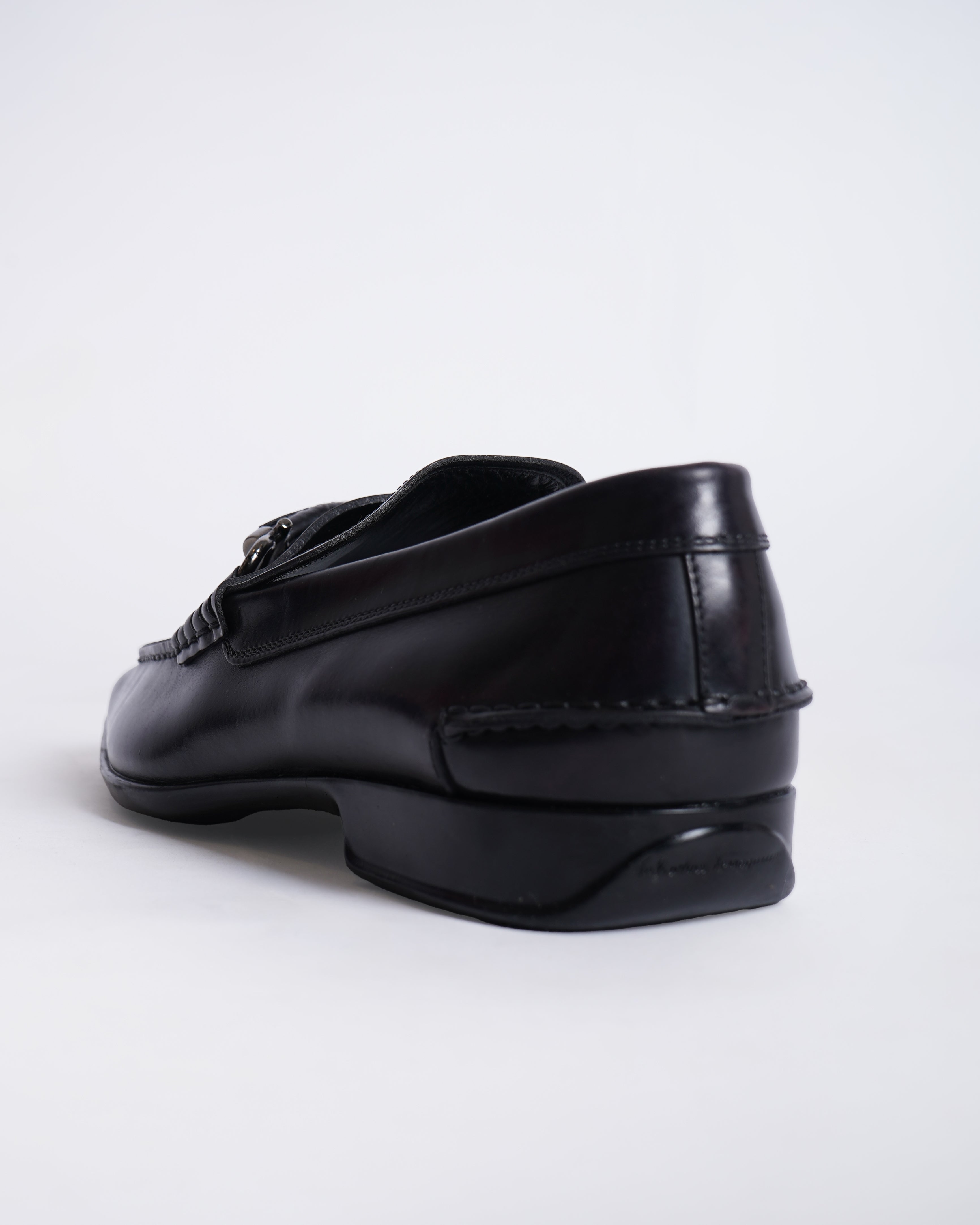 Salvatore Ferragamo Black Leather Loafers Shoes