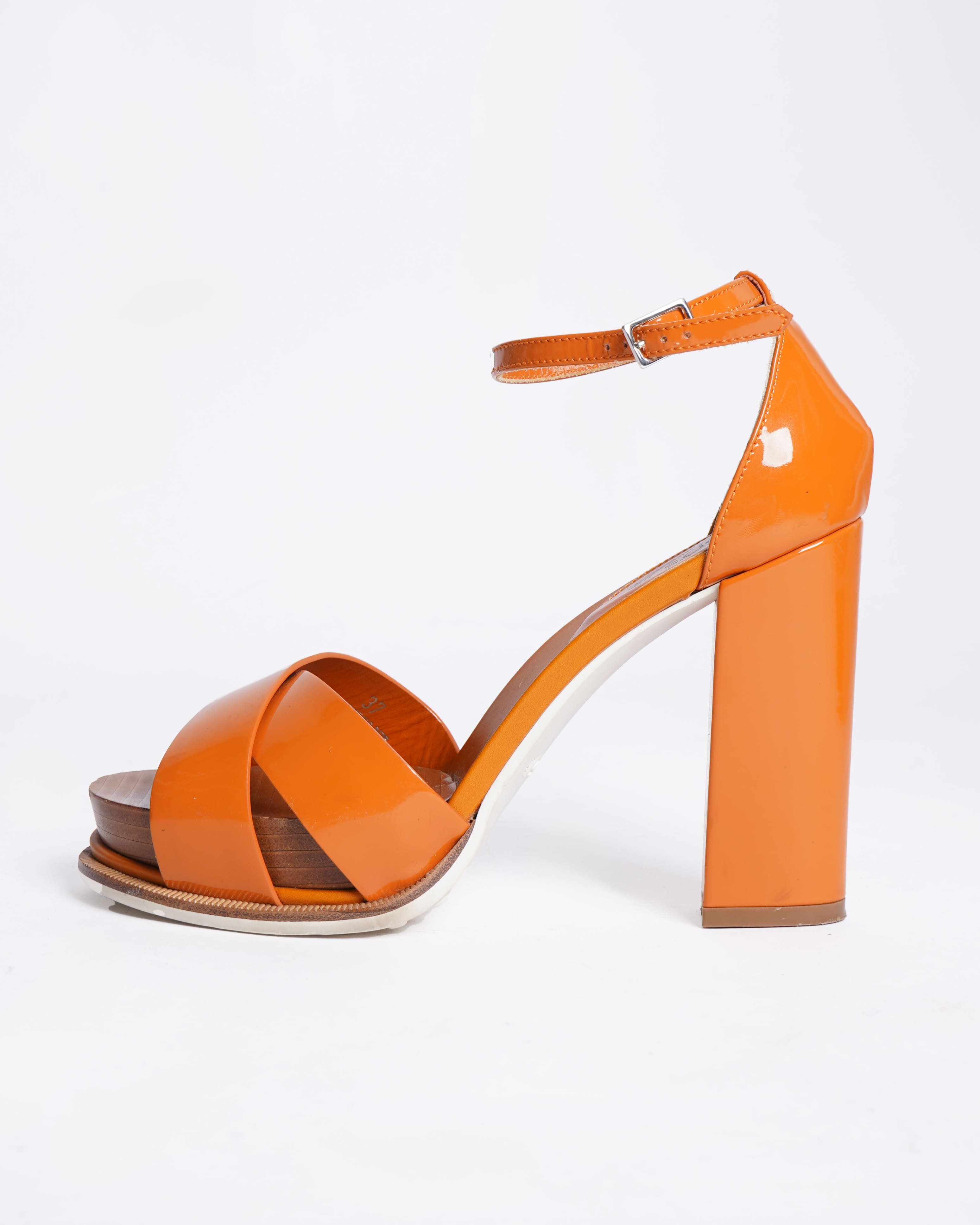 Tods Patent Leather Strappy Heels WIth Ankle Closure