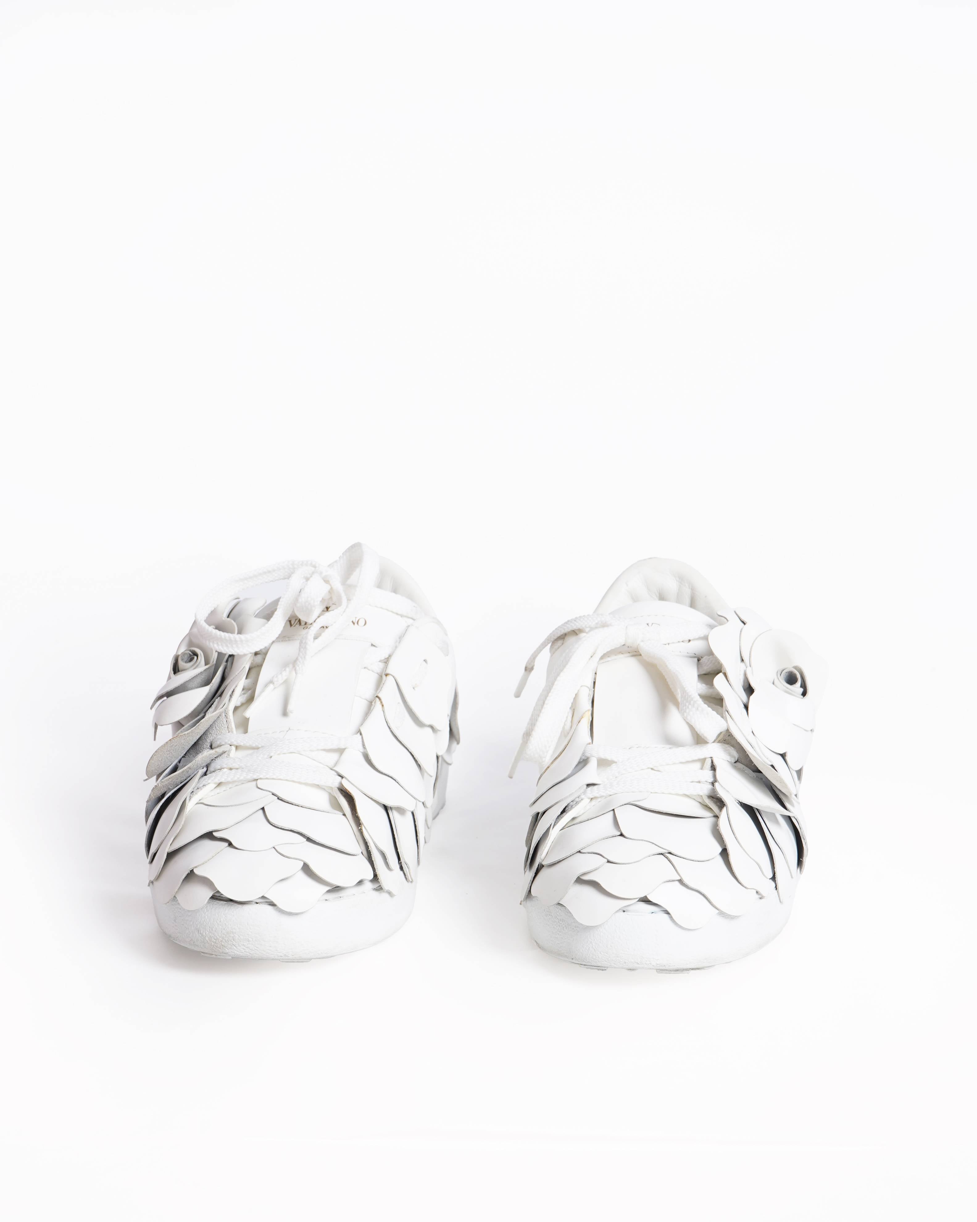 Valentino garavani atelier leather rose floral sneakers
