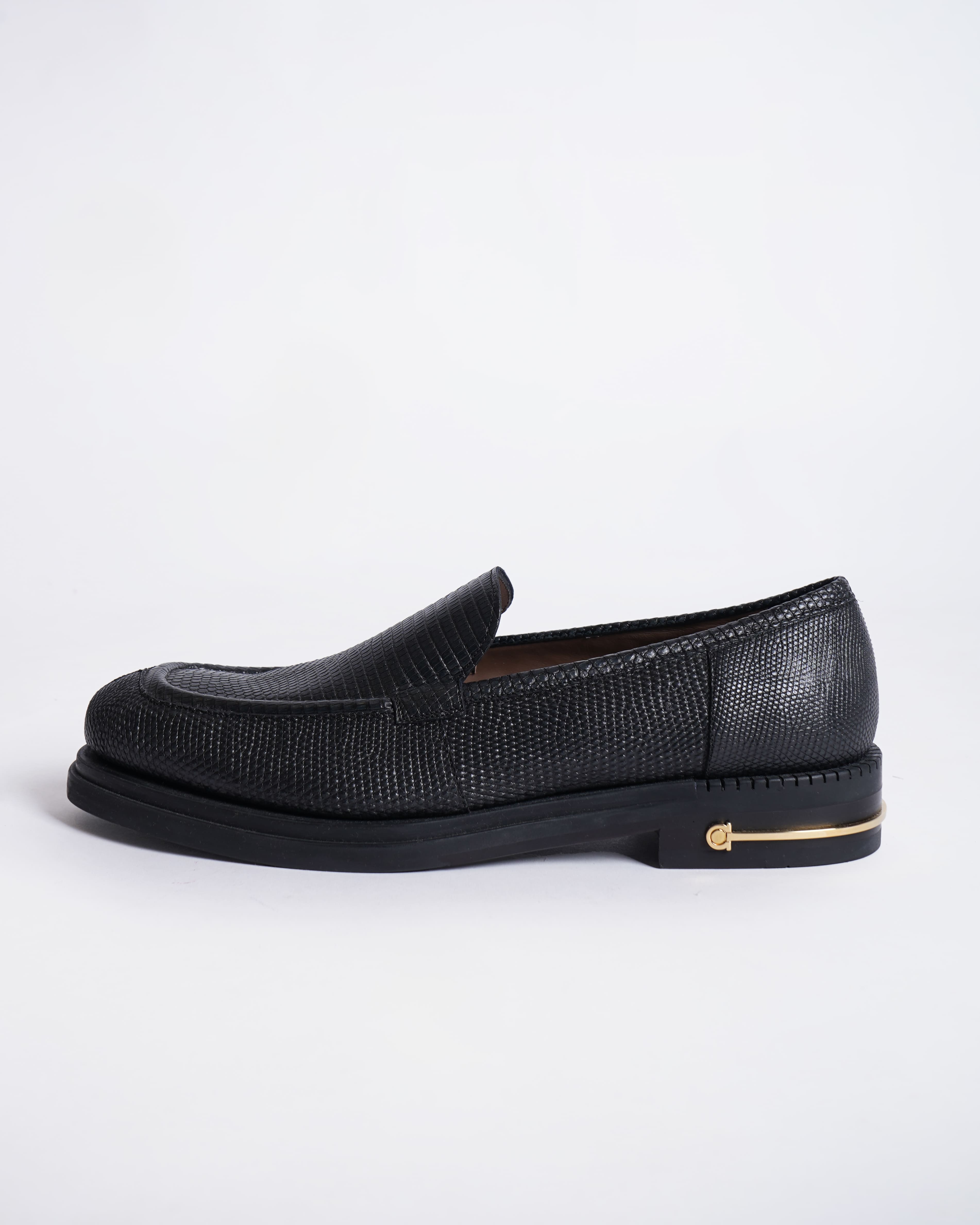 New Salvatore Ferragamo Exotic Lizard Skin Men's Loafers