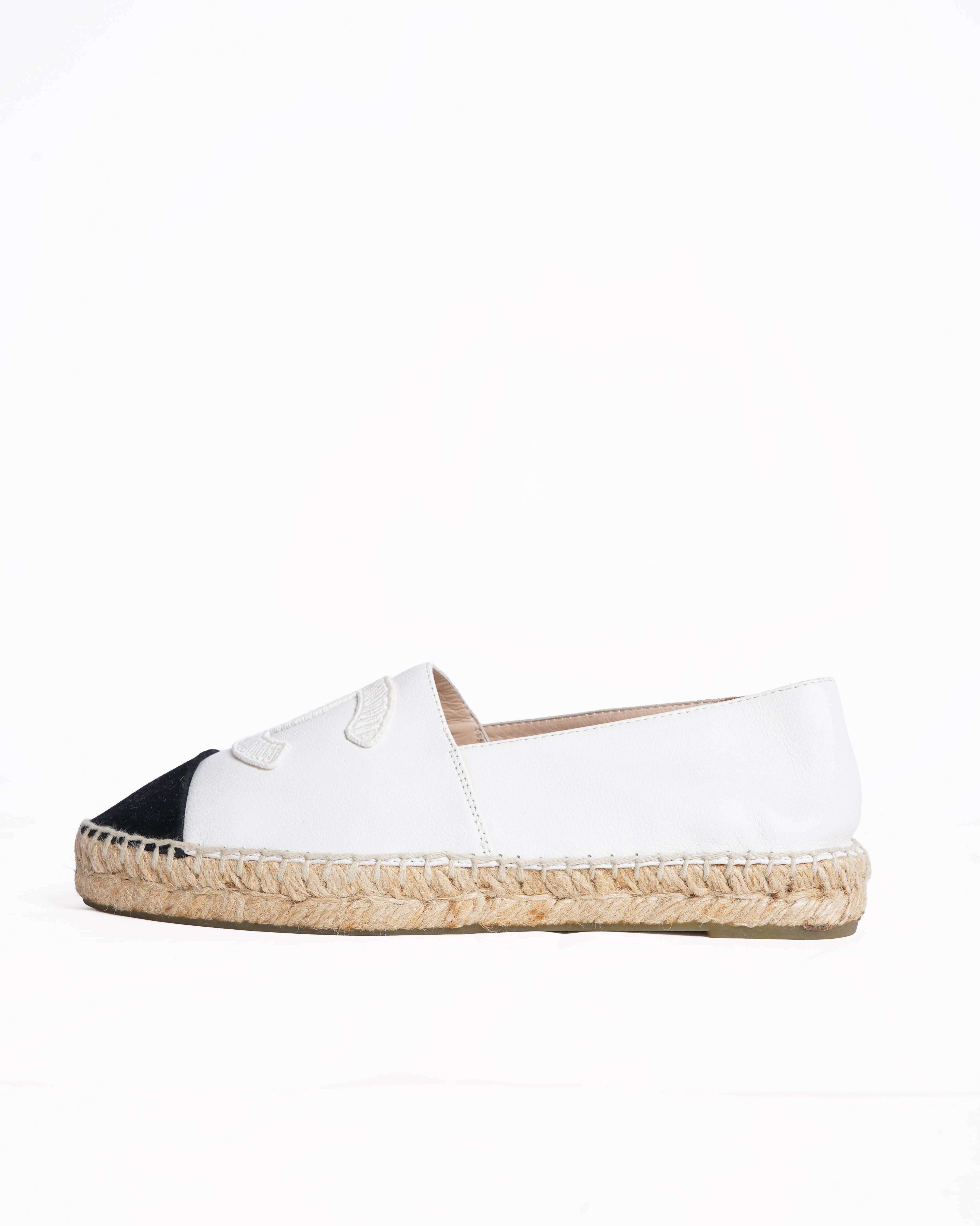Chanel black and white espadrilles