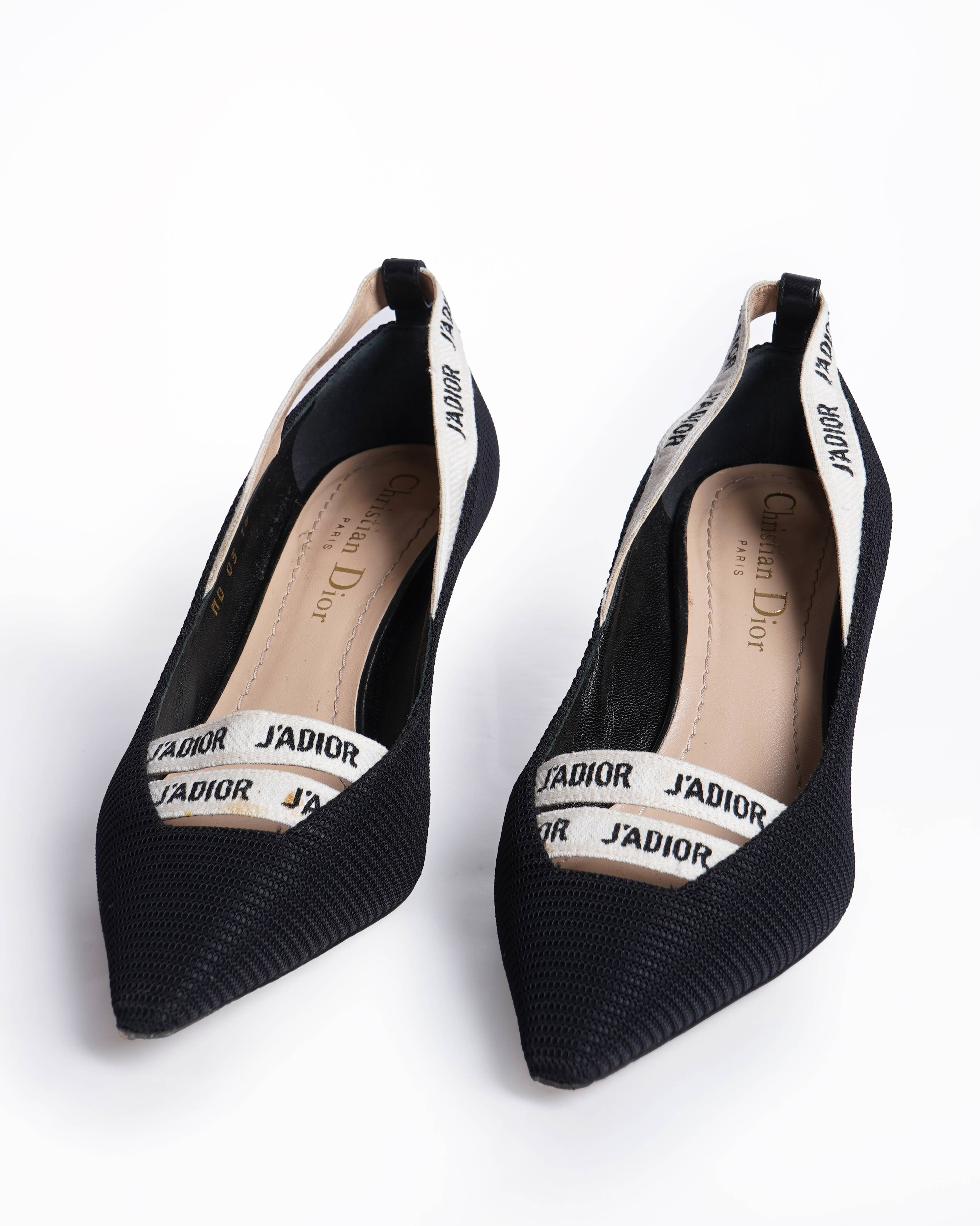 Christian Dior J'ADIOR Black PUMP white ribbon