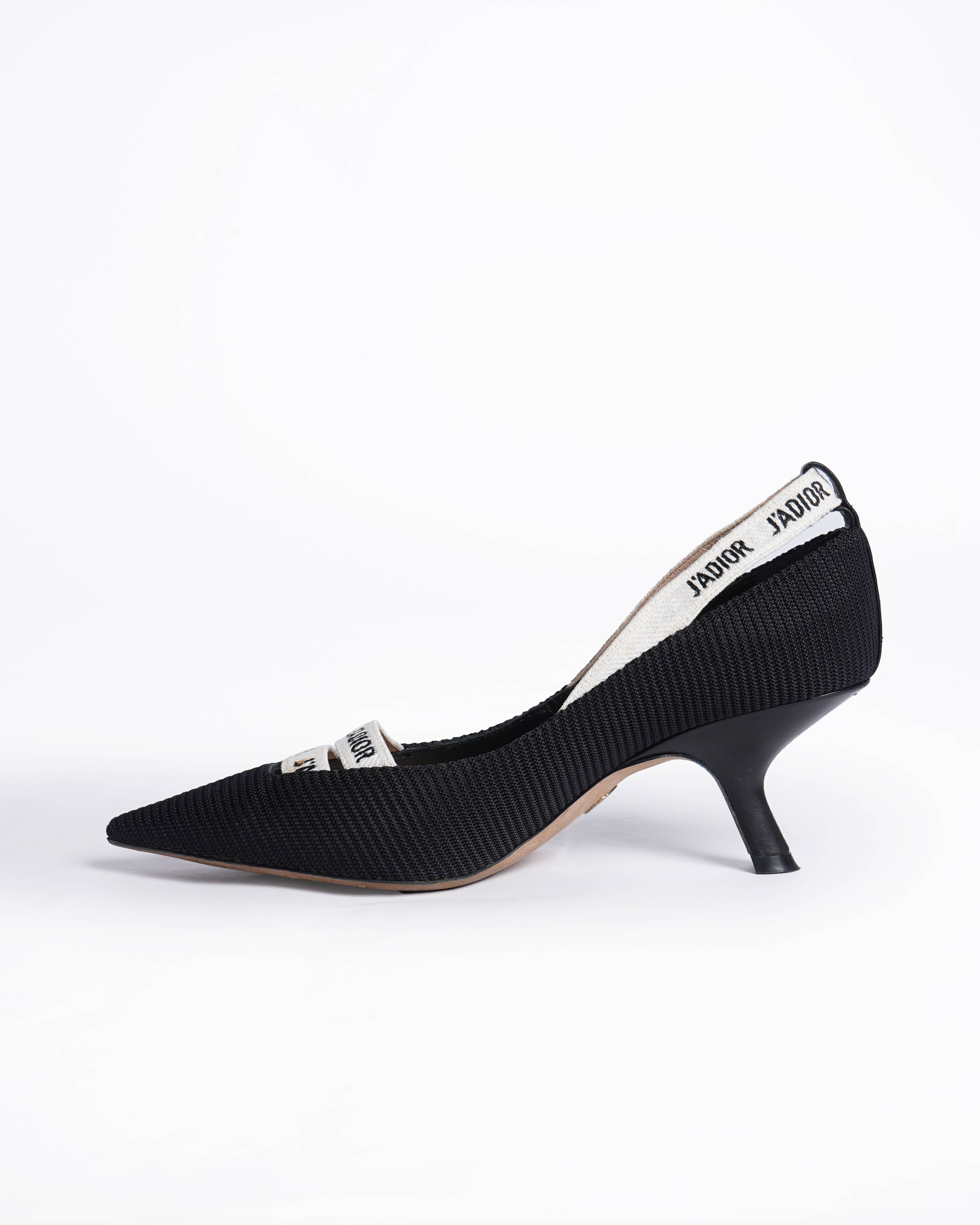 Christian Dior J'ADIOR Black PUMP white ribbon