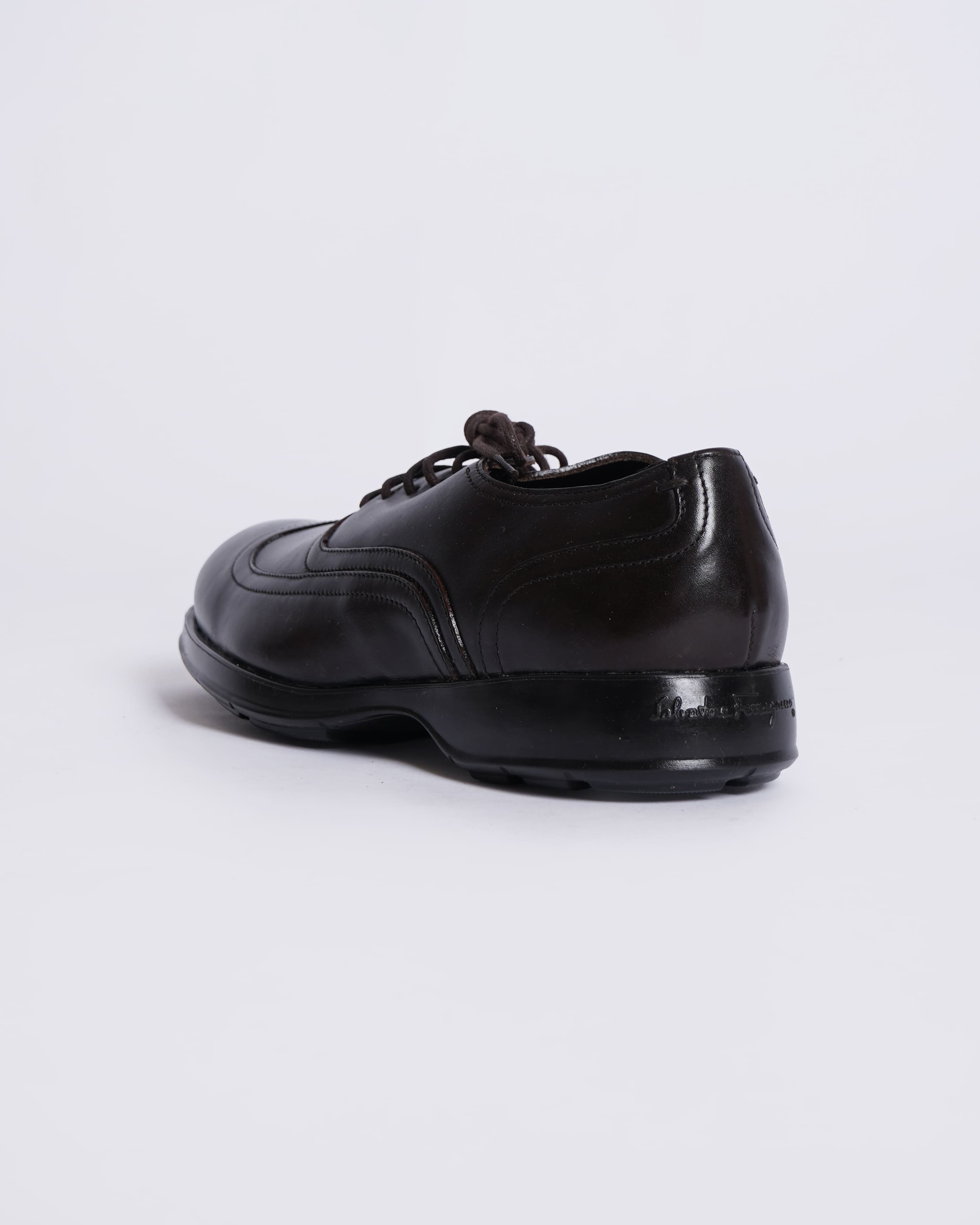 New Salvatore Ferragamo Men's lace up loafers in Dark Brown