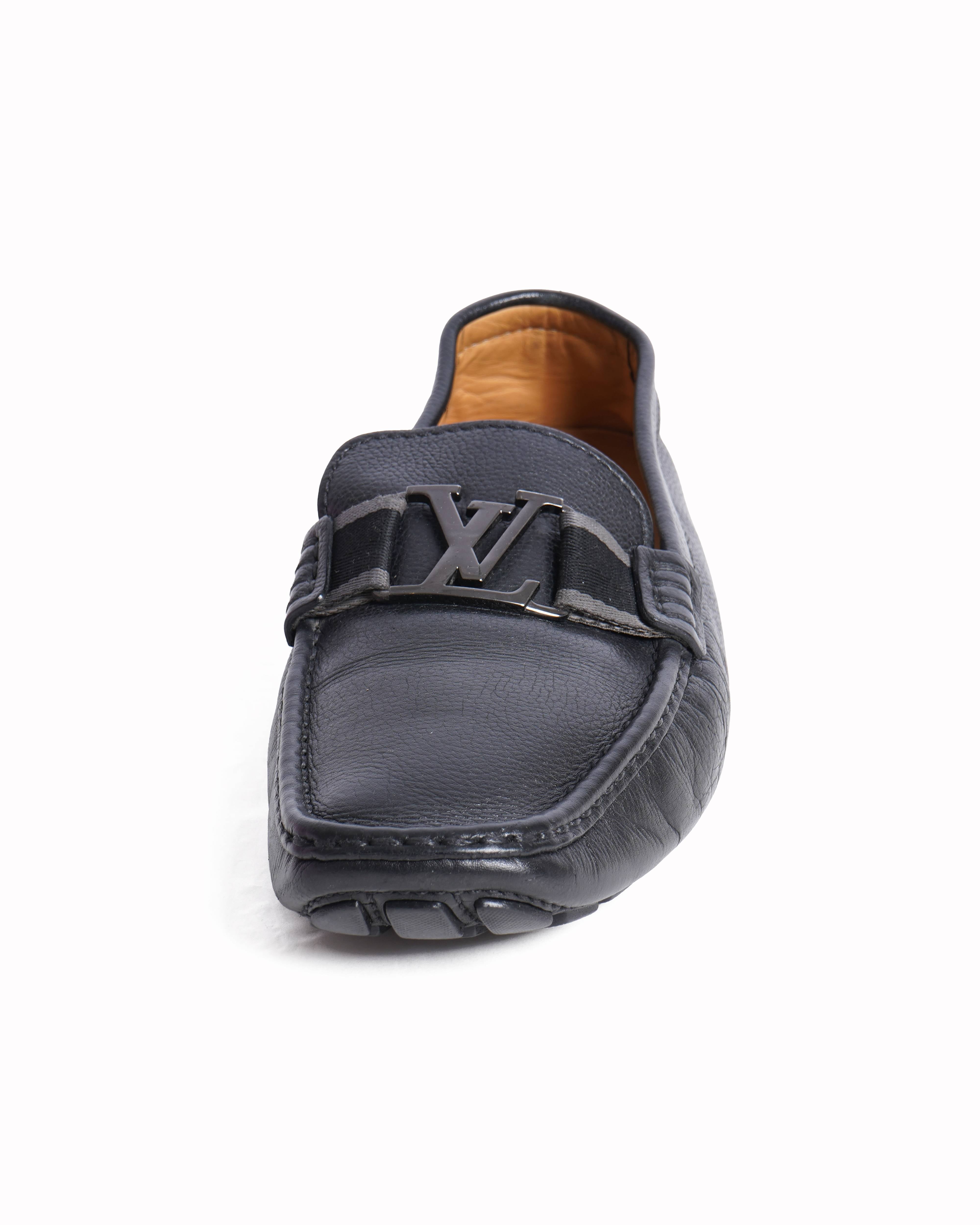 Louis vuitton monte carlo moccasin in black grained leather