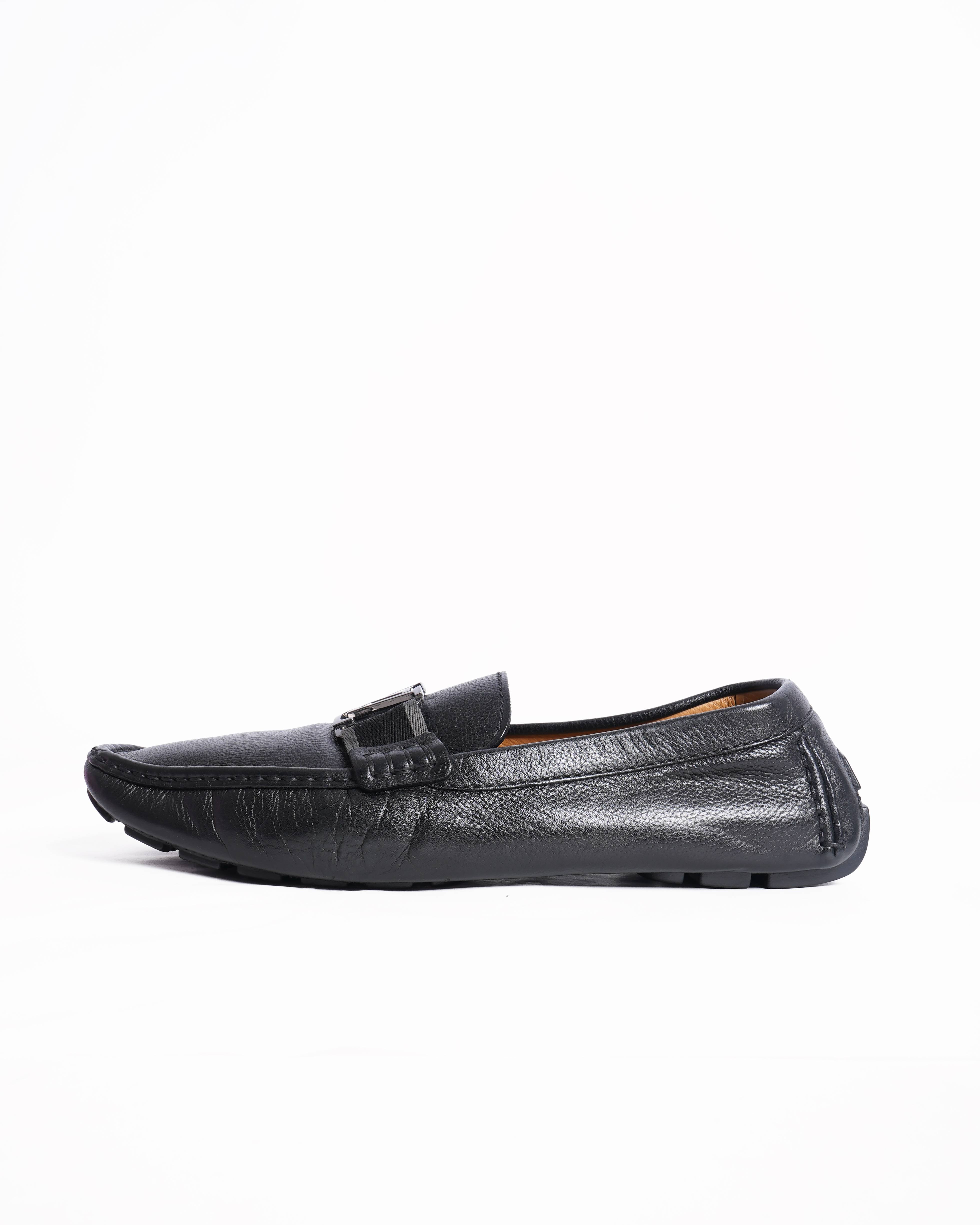 Louis vuitton monte carlo moccasin in black grained leather