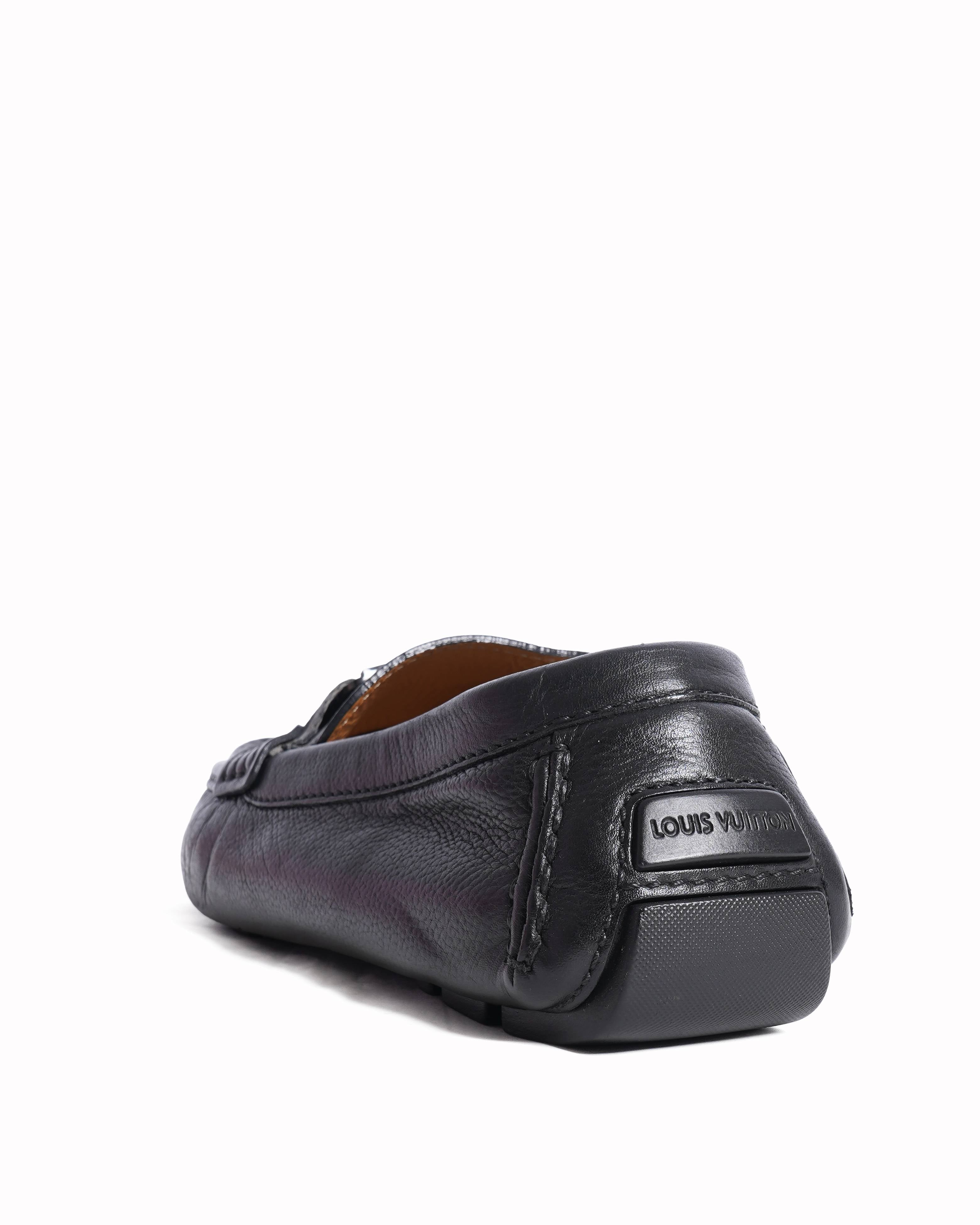 Louis vuitton monte carlo moccasin in black grained leather