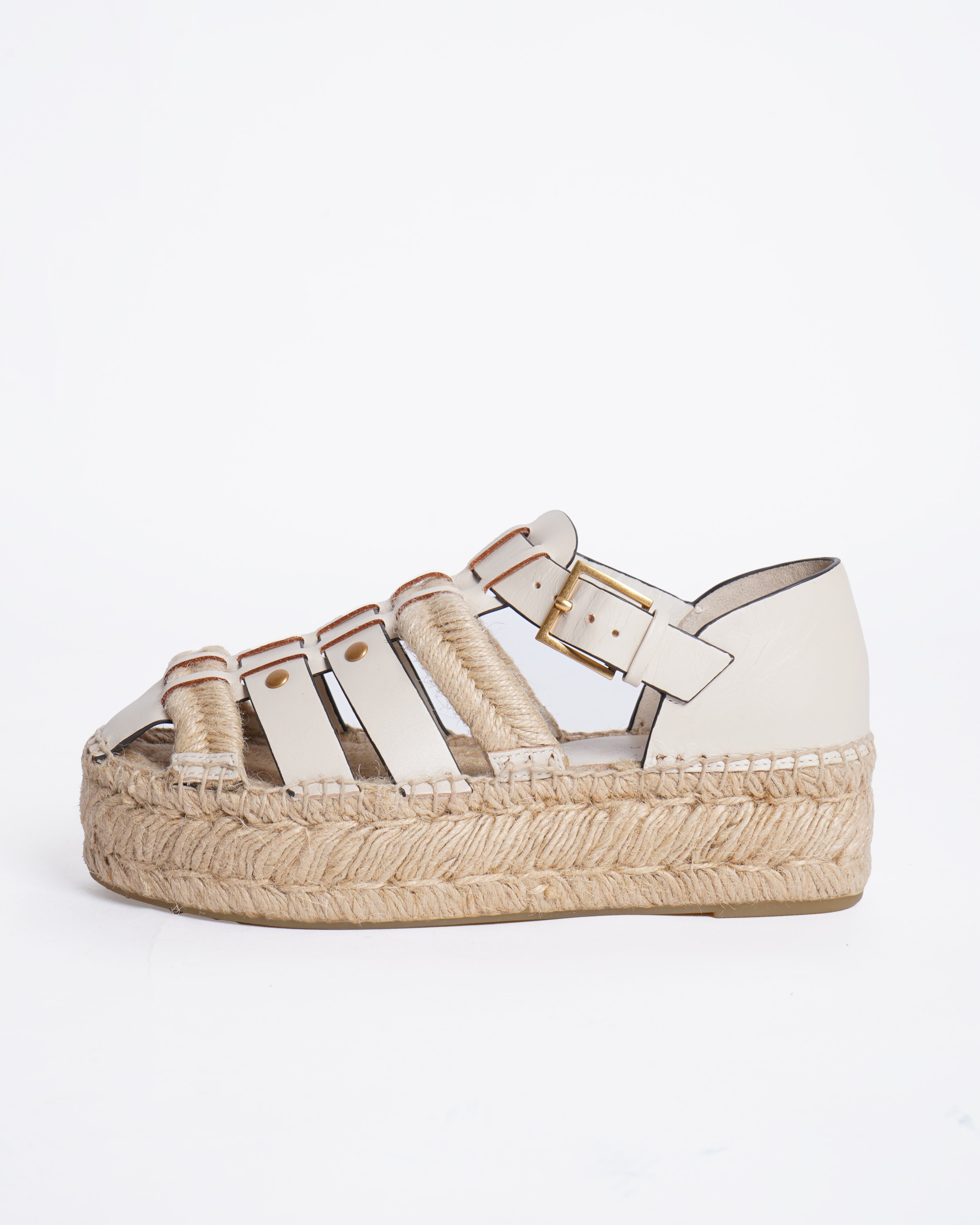 New Tory Burch Cream Espadrille Shoes with Platform Sole