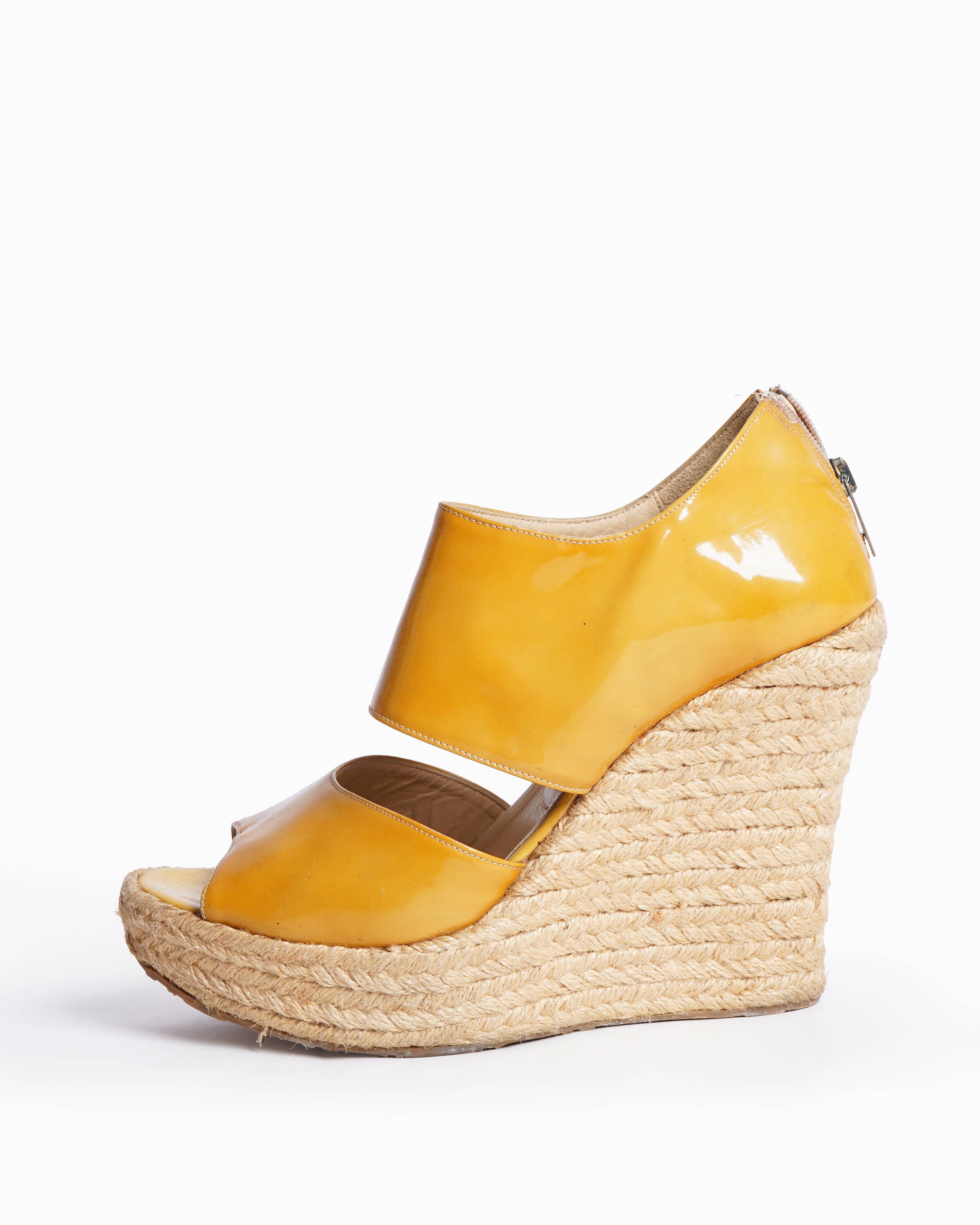 Jimmy Choo wedge platform patent Leather espadrilles Sandals