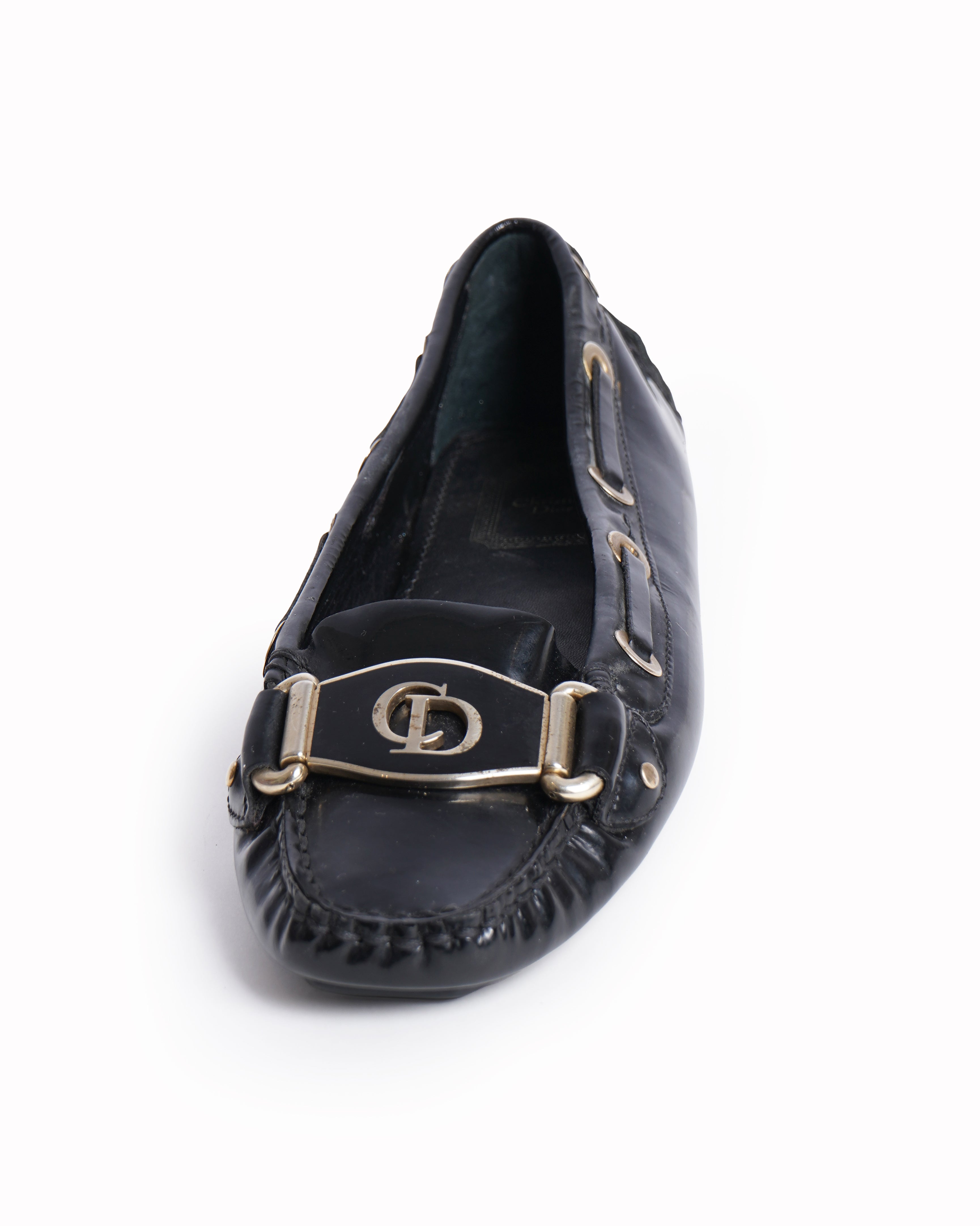 Christian Dior
Black Patent Leather CD Loafers