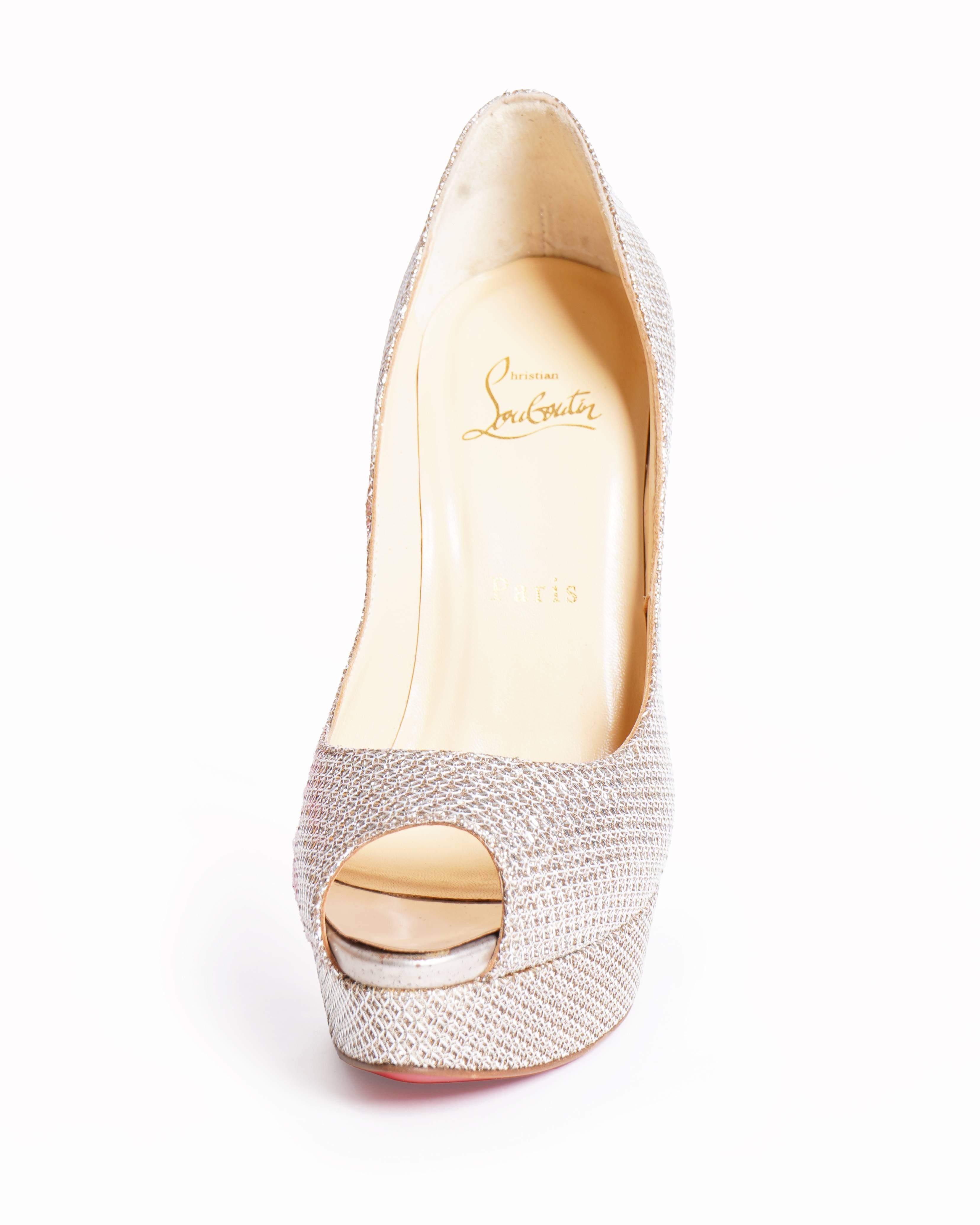 New Christian louboutin fetish peep 150 glitter heels