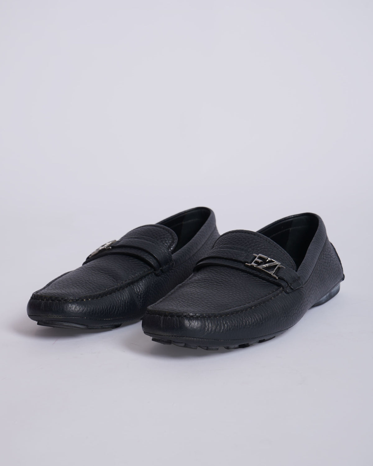 Ermenegildo Zegna Pebbled Sophisticated Black Leather Loafers ZEGNA L main image 4