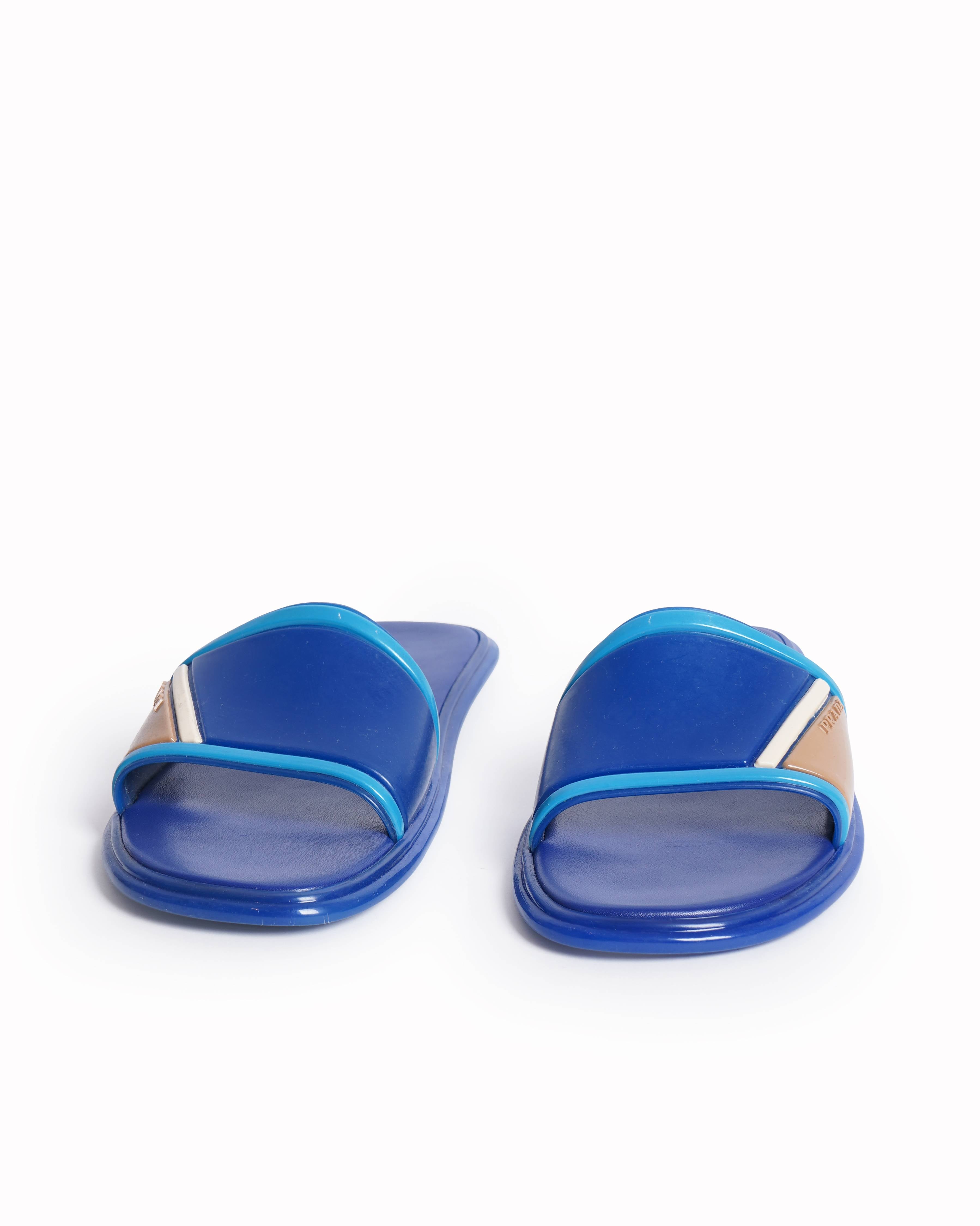 New Prada Women's Blue Pool Slides