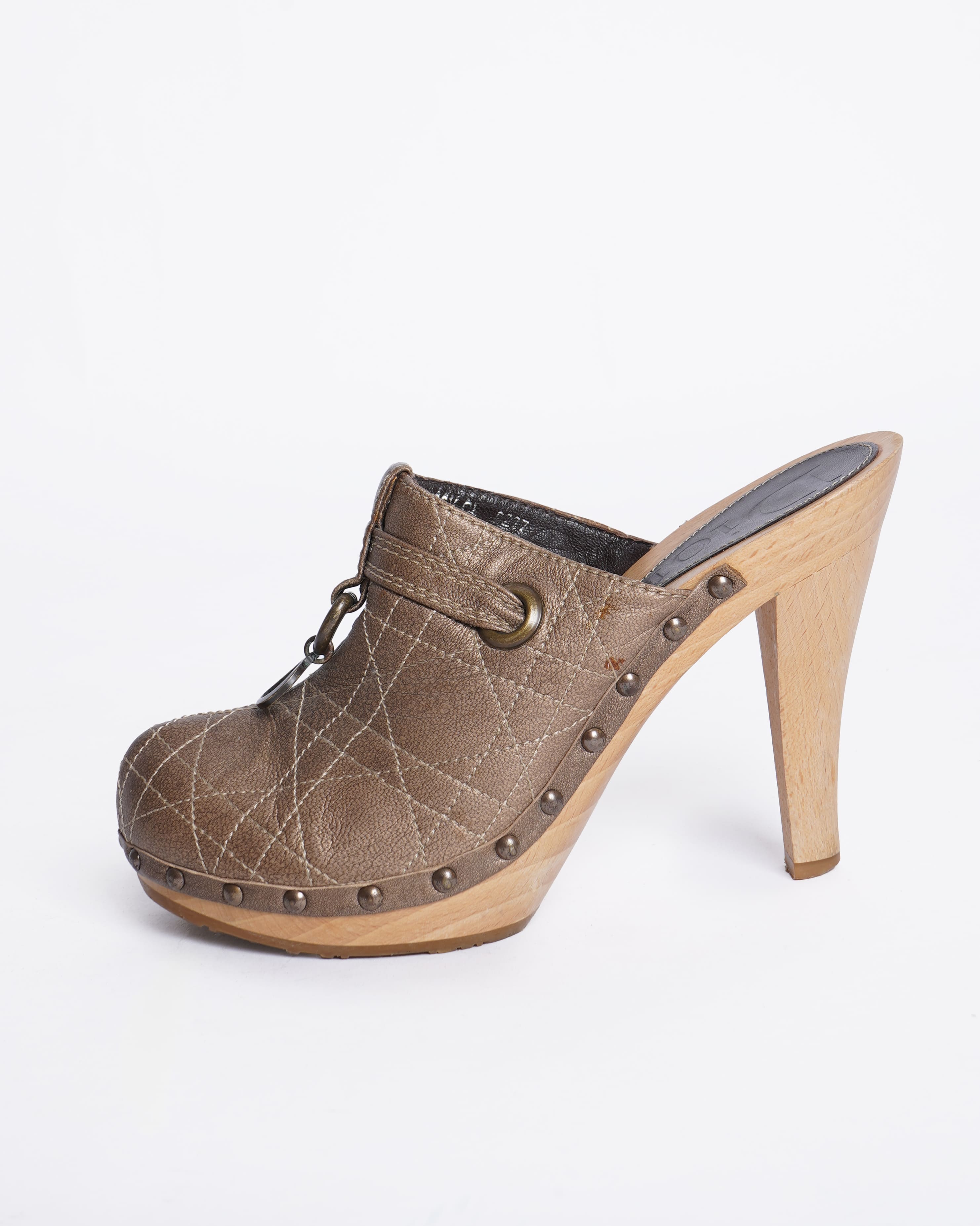 Christian Dior Quilted Bronze Clogs