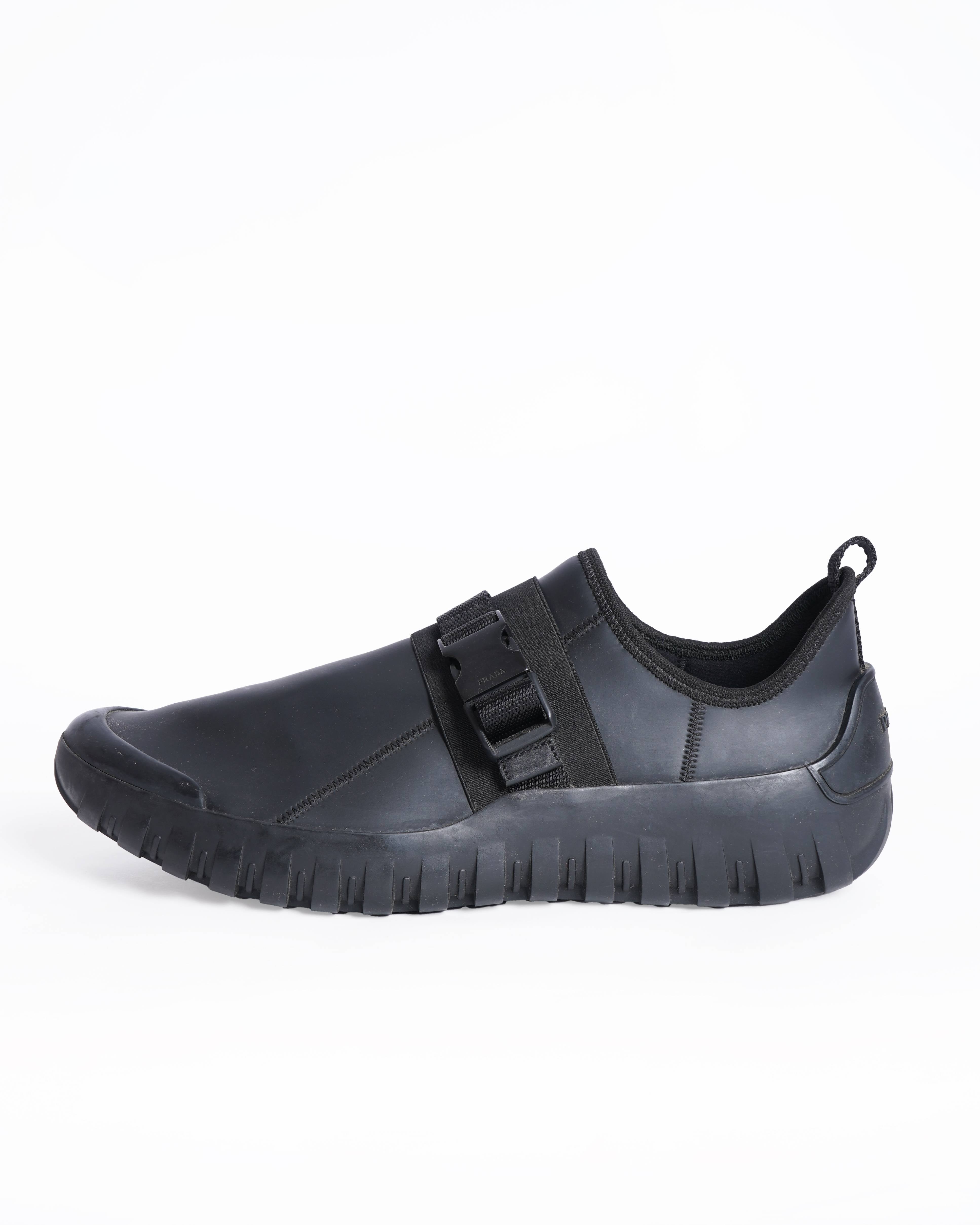 Prada black leather sneakers