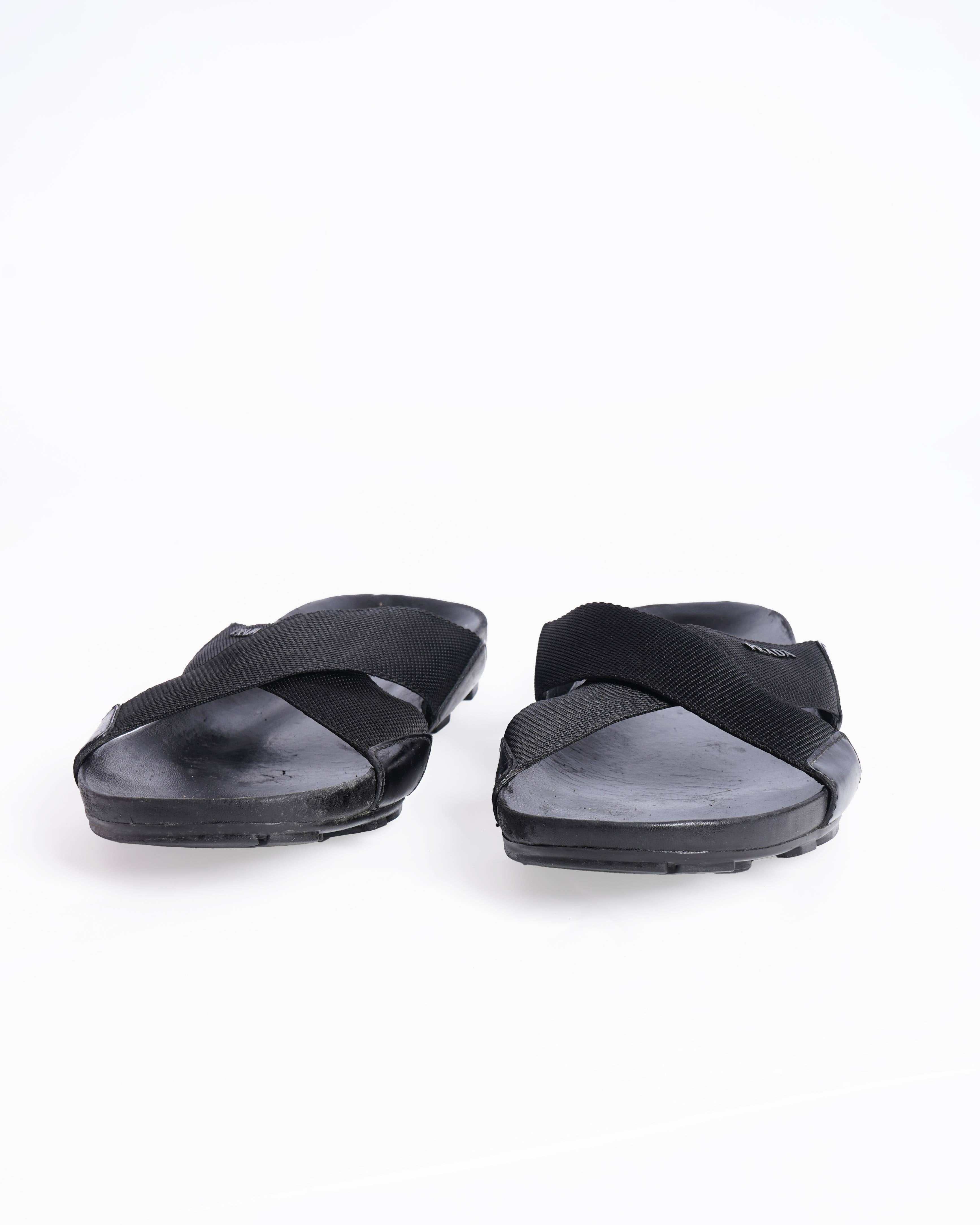 Prada criss cross sandals in black