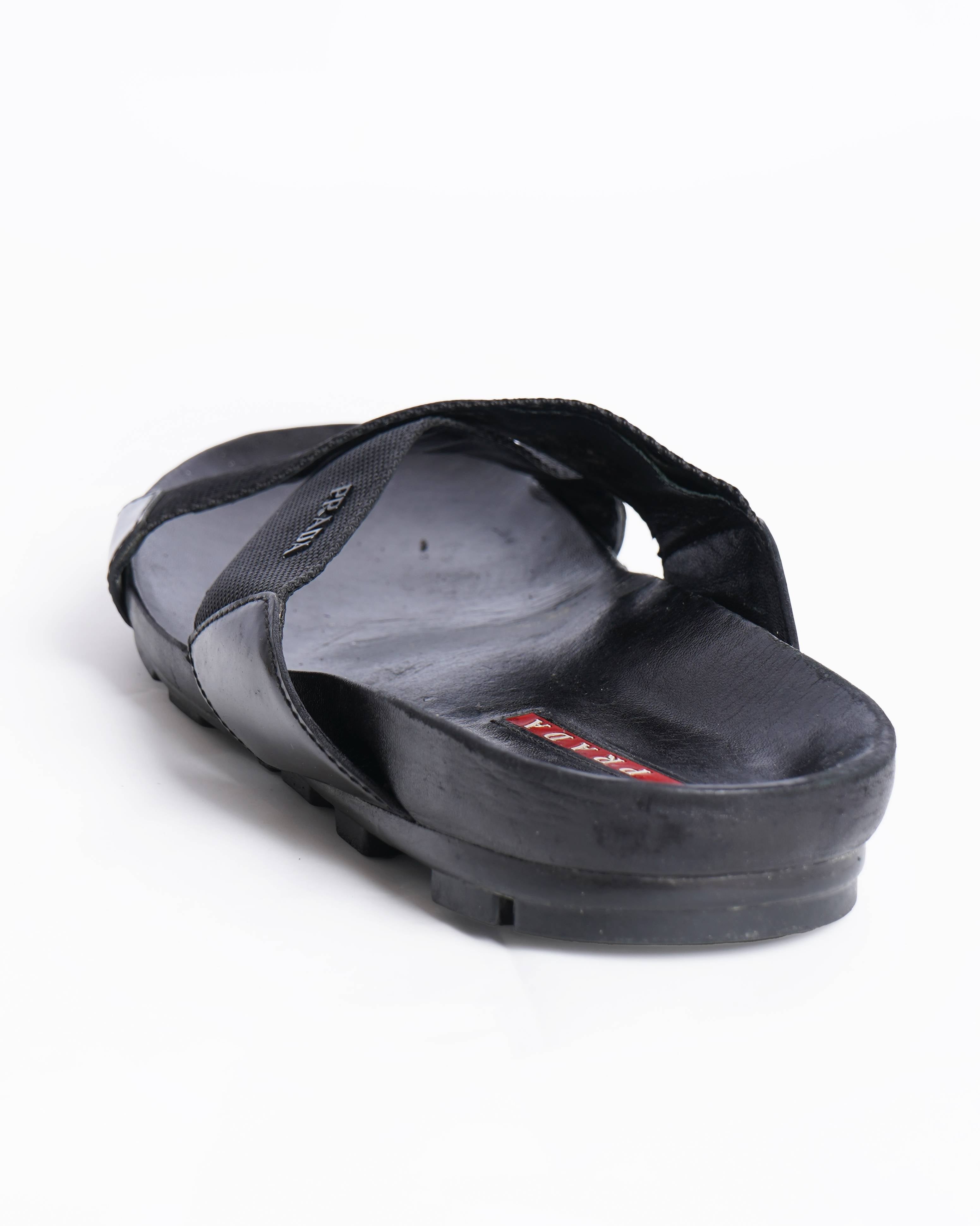 Prada criss cross sandals in black