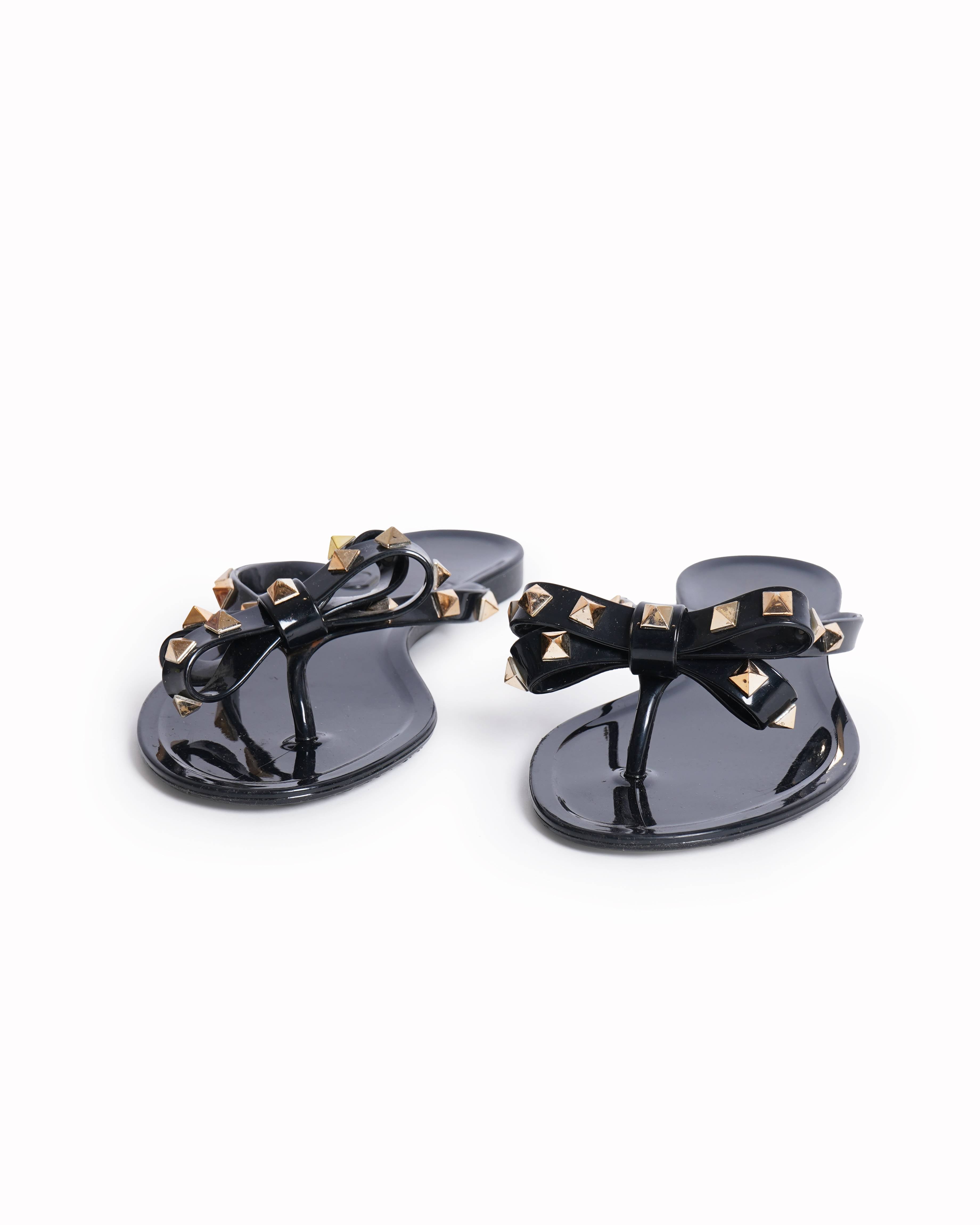 Valentino Rock Stud black strappy flats