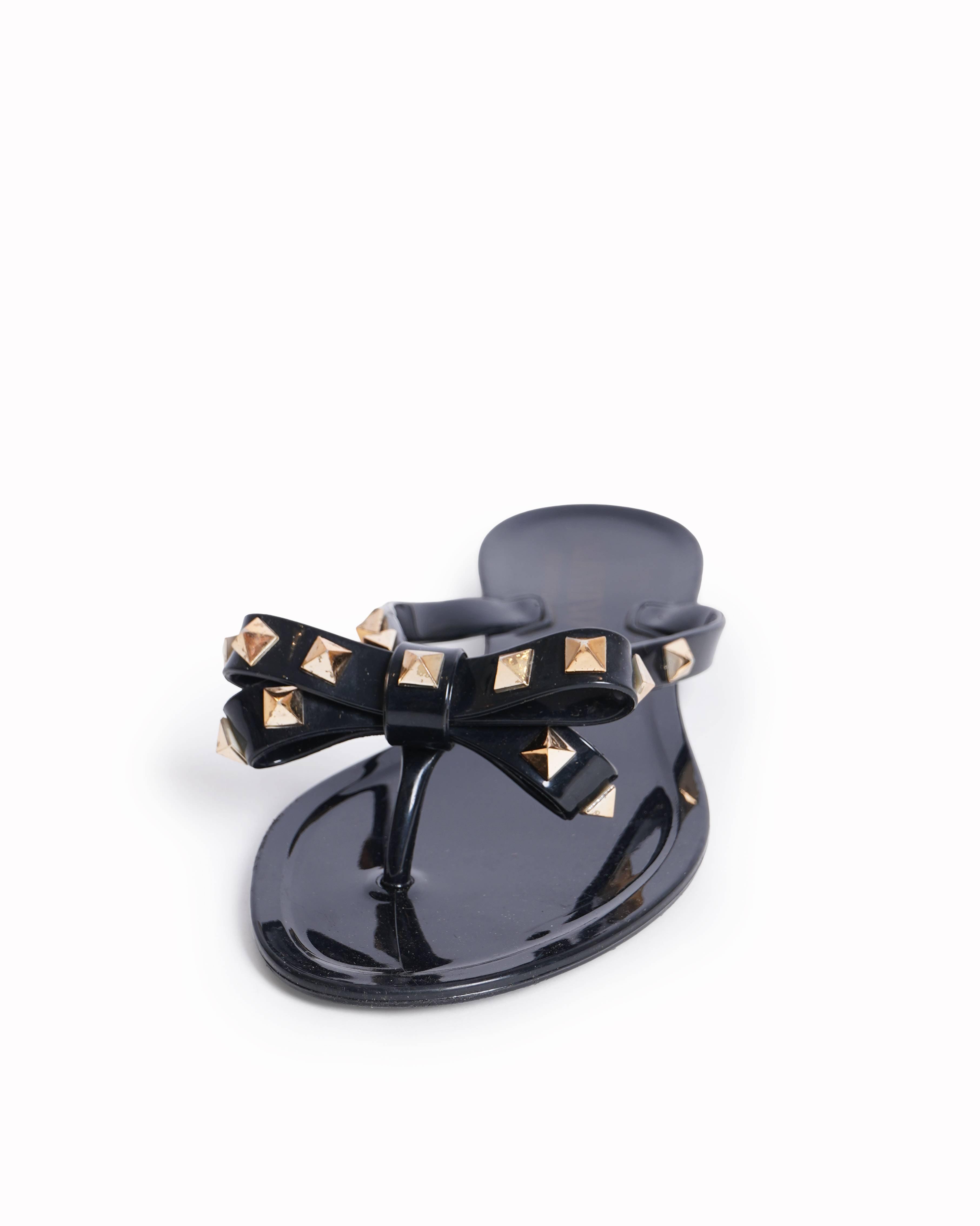 Valentino Rock Stud black strappy flats