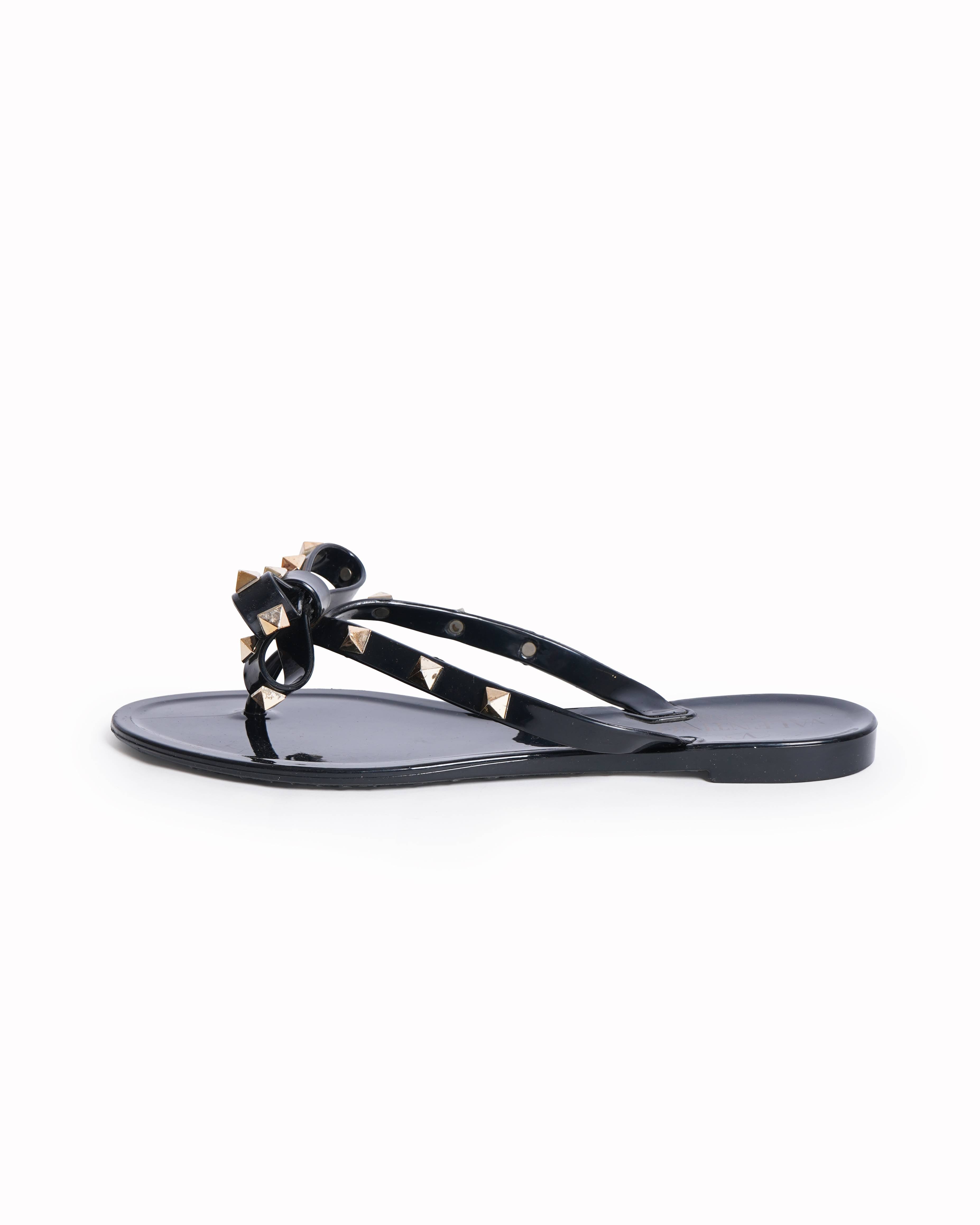 Valentino Rock Stud black strappy flats