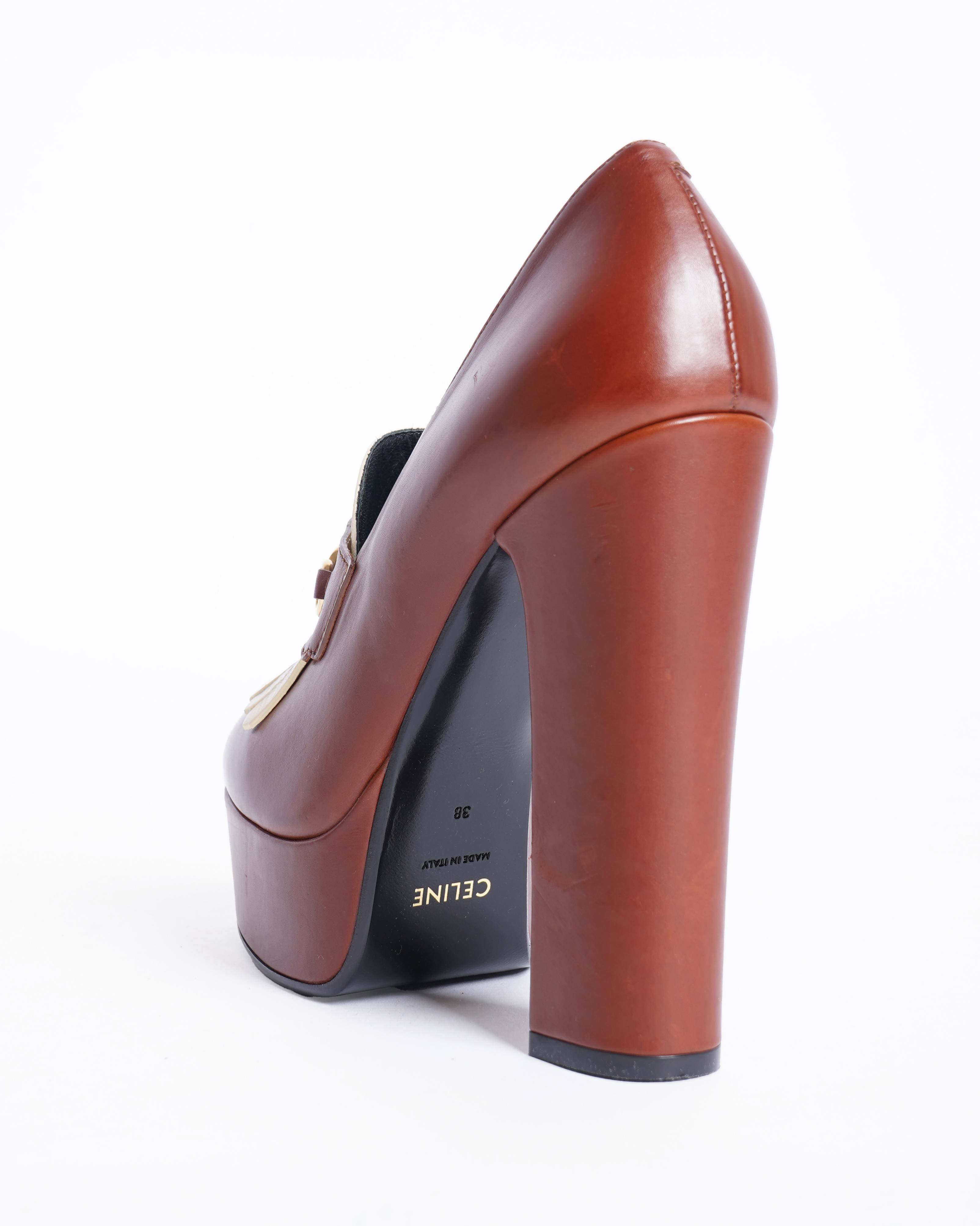 Celine Leather Colorblock Pattern Pumps Women's