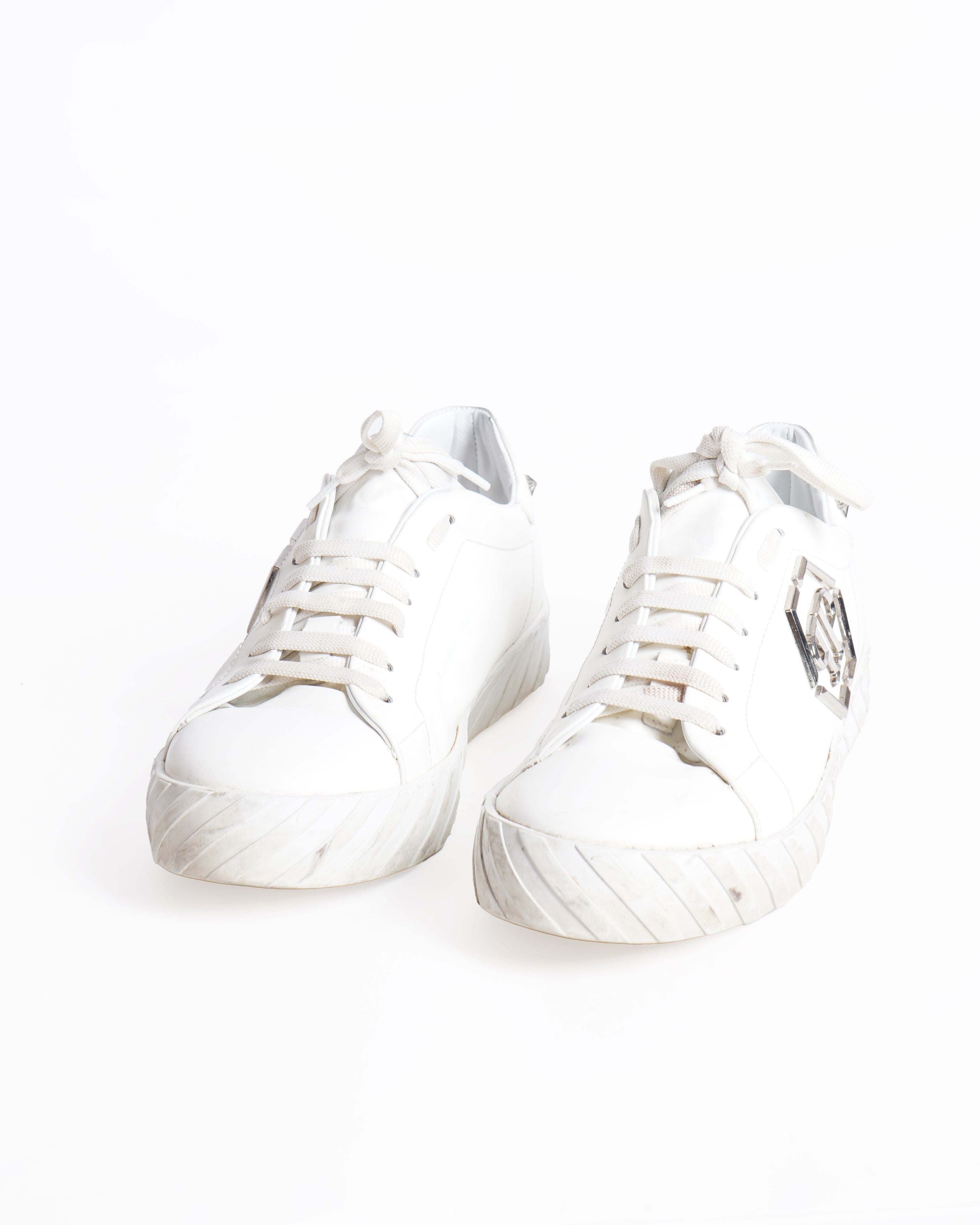 Philipp Plein men's Crocco Godzilla Sneakers In White